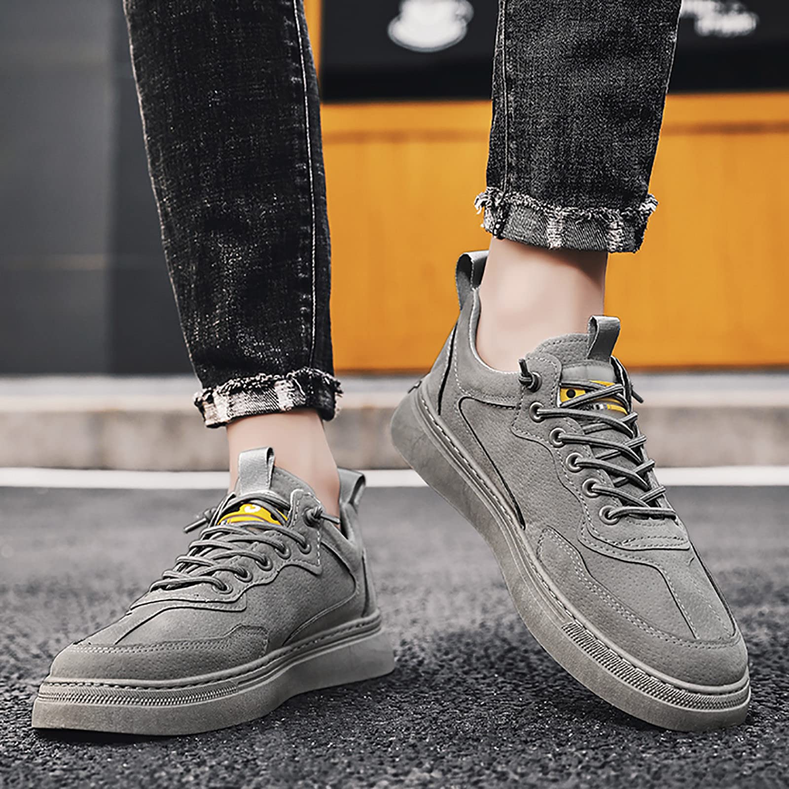 Men's Lightweight Running Shoes - Breathable Casual Trainers for Walking, Gym & Sports | Elegant Slip-On Loafers & Boat Deck Shoes | Soft Comfortable Sneakers for Men in Gray, UK Size 8 | Perfect for Work, Travel & Everyday Wear