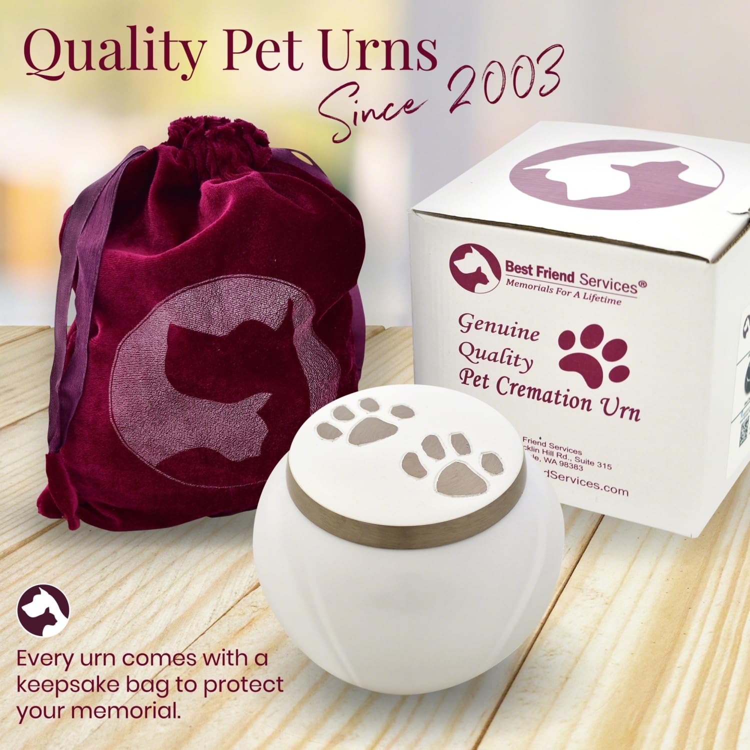 Hand Carved Mia Series Pet Urn for Dogs and Cats - Memorial Cremation Urn for Ashes up to 25 lbs, Cloud White with Pewter Paw Design, Perfect for Home Display or Memorial Ceremonies