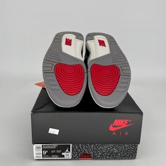 Original Air Jordan 3 Retro 'Black Cement' Men's Basketball Shoes Size 9.5 (DN3707-010) - Classic Sneakers for Streetwear, Casual & Basketball Performance