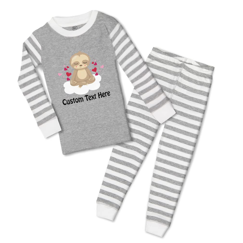 Custom Valentine's Day Sloth Print Cotton Toddler Pajamas for Boys & Girls - Snug Fit Sleepwear with Heart Designs for Holidays & Special Occasions - Perfect for Bedtime, Christmas, and Family Photos