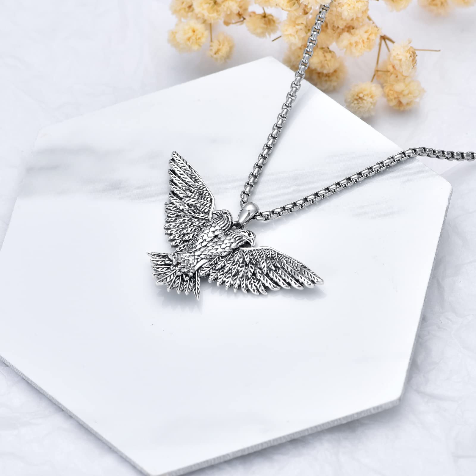 Eagle Owl Necklace for Men - S925 Sterling Silver Retro 3D Animal Pendant Jewelry, Unique Birthday & Father's Day Gift for Him, Women & Sons | Perfect for Outdoor Enthusiasts & Nature Lovers
