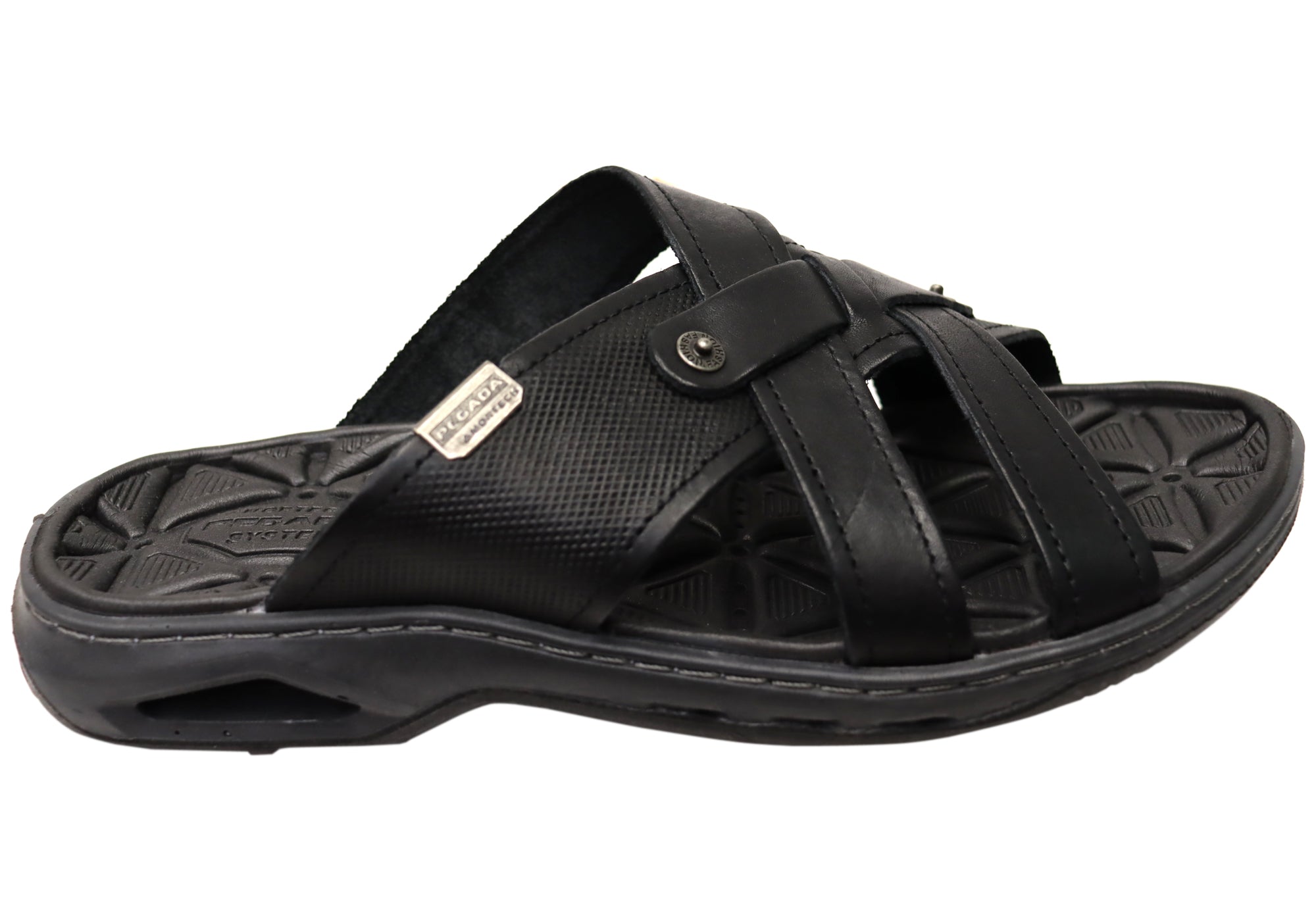 Premium Men's Leather Slides Sandals - Handmade in Brazil - Comfortable & Durable for Casual Wear, Beach, Poolside & Home Relaxation