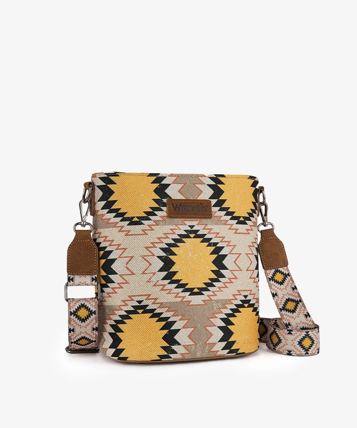 Wrangler Dual-Sided Print Canvas Shoulder Bag for Men & Women - Stylish Crossbody Purse for Travel, Work, and Everyday Use