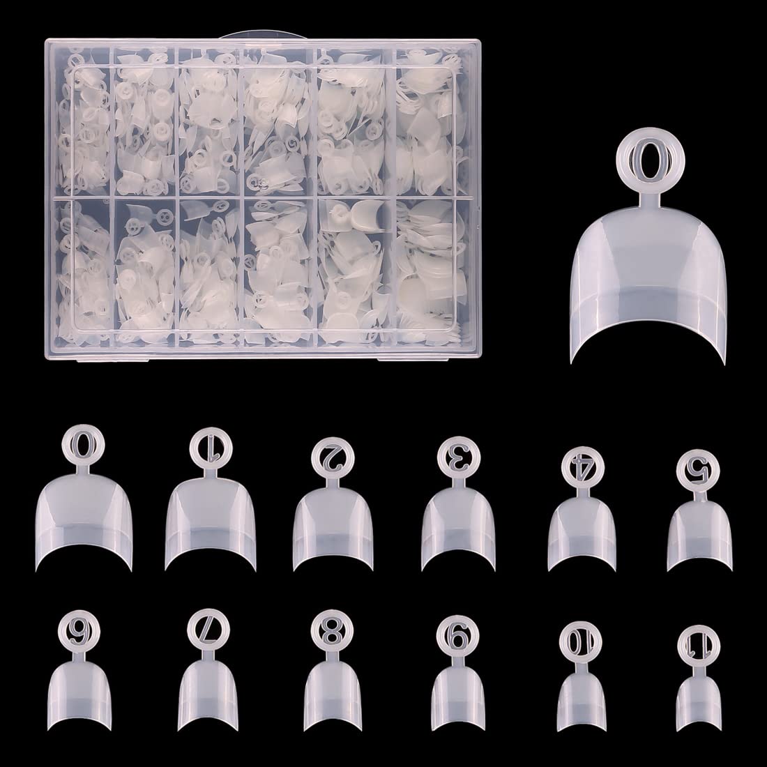 BODYA 600PCS Acrylic French Nail Tips - Short Stiletto Fake Nails for DIY Nail Art, 12 Sizes with Storage Box | Perfect for Salon, Home Manicure & Nail Extension