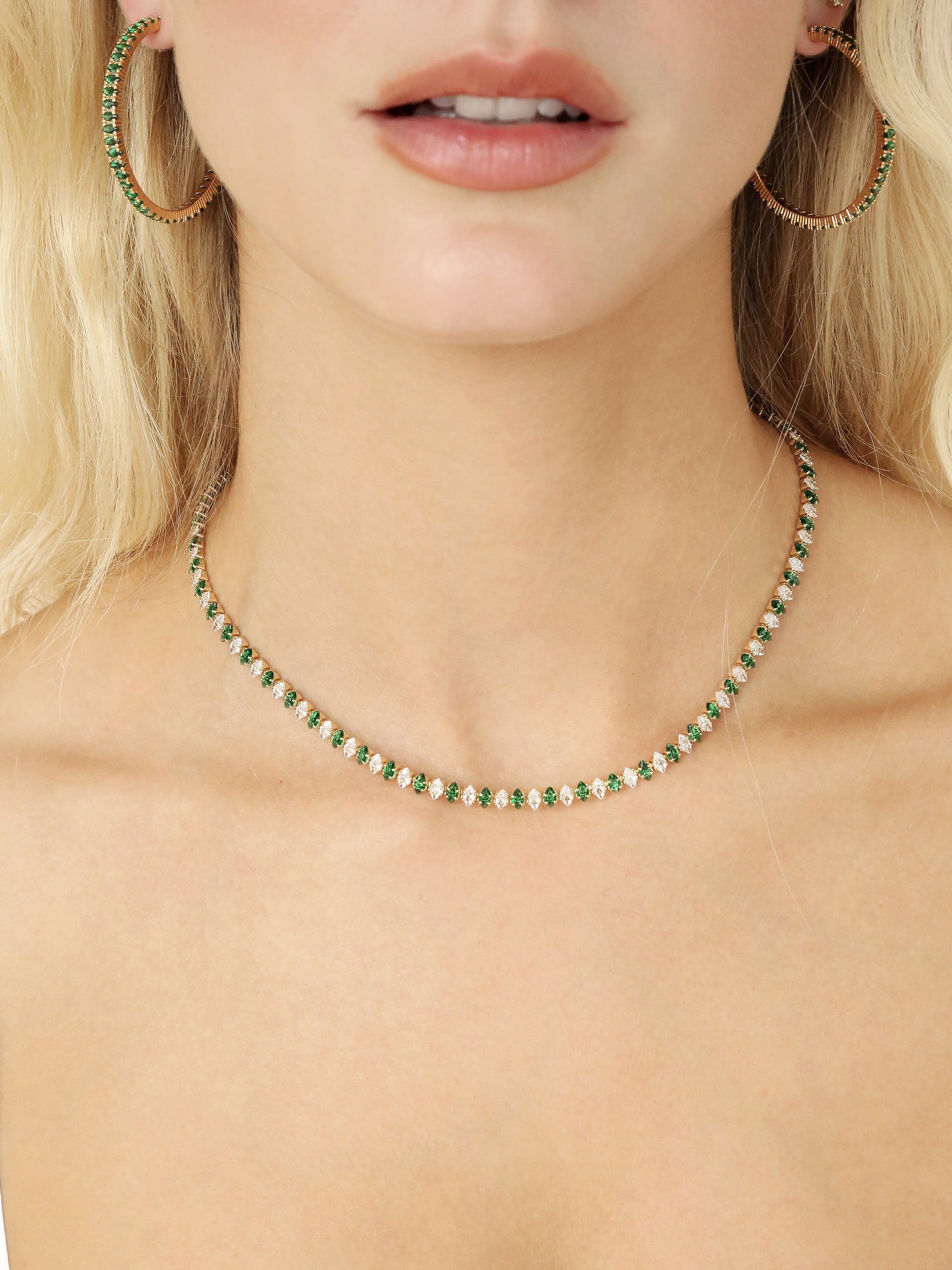 Exquisite Emerald Marquise Cut Necklace - 14K Gold Plated Elegant Jewelry for Women - Perfect for Weddings, Parties & Special Occasions