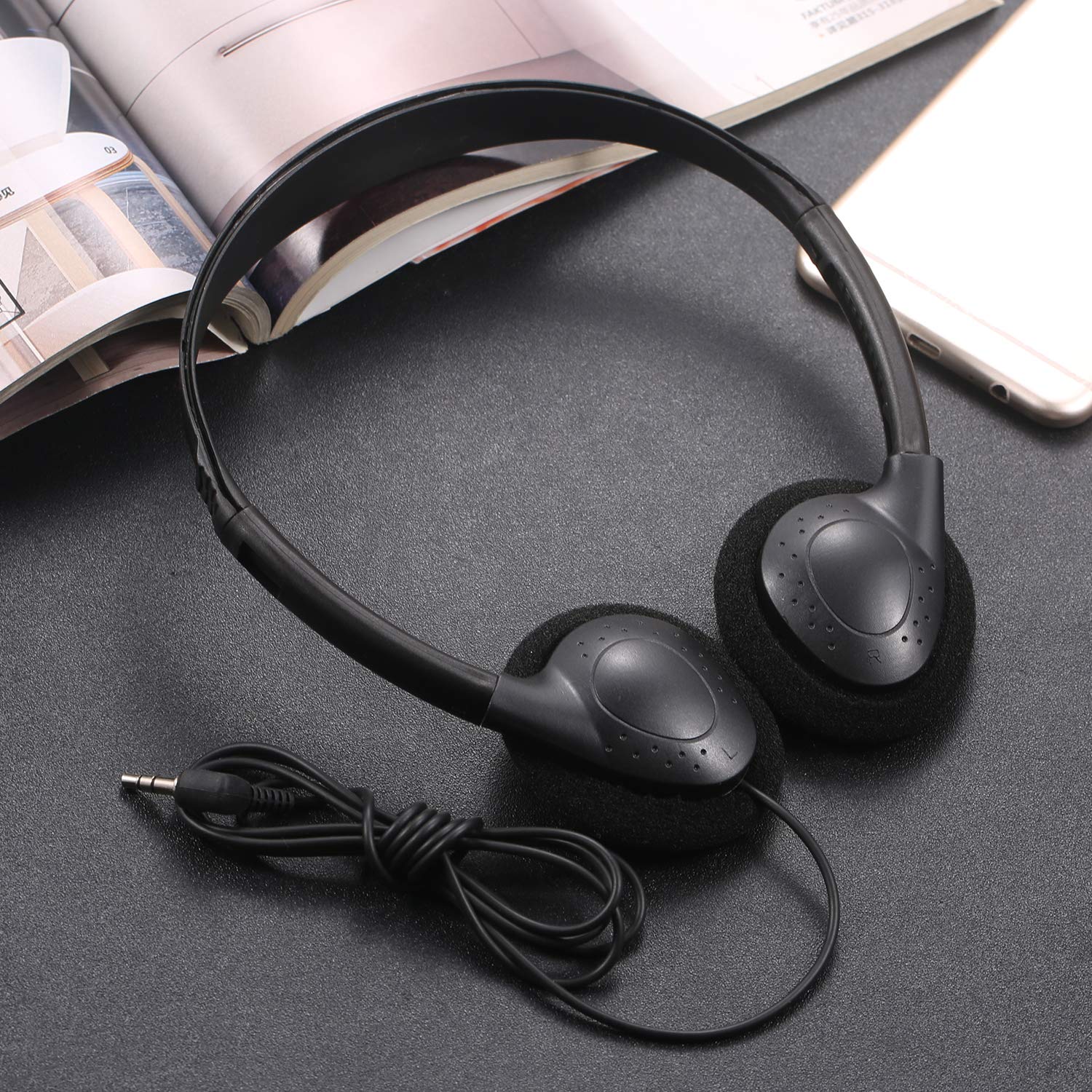 Bulk Classroom Headphones 100 Pack - Durable School Headphones for Kids, Students, Teens - Compatible with iPad, Chromebook, Kindle & Computers (Black) - Perfect for Classrooms, Libraries & Online Learning