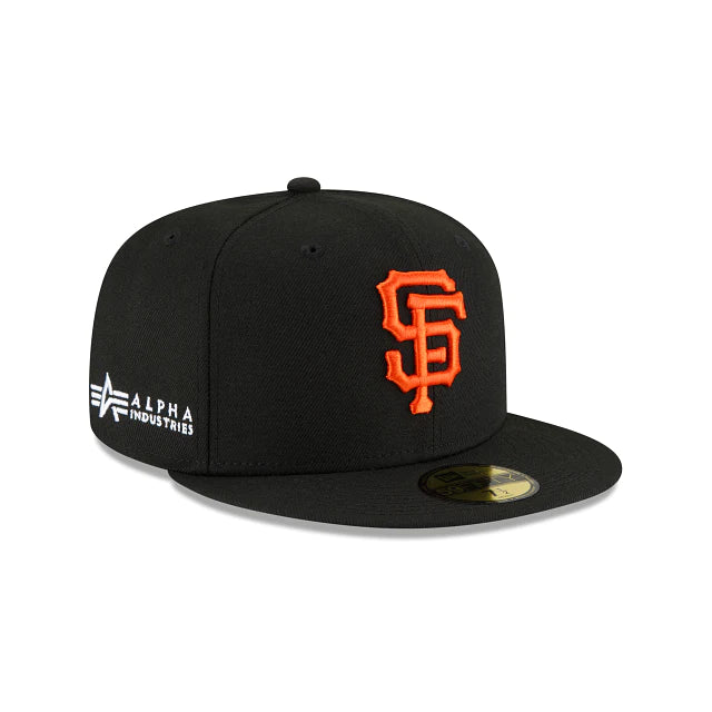 San Francisco Giants Alpha Industry Black 59FIFTY Fitted Hat for Men - Official MLB Baseball Cap for Sports Fans & Streetwear Fashion