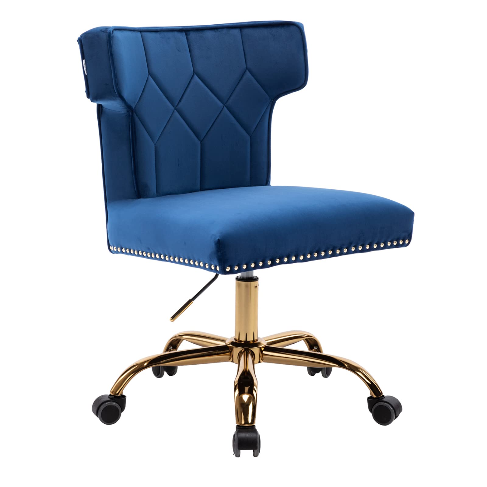 Ergonomic Office Chair with Velvet Upholstery - 360° Swivel Mid-Back Computer Desk Chair with Height Adjustment & Curved Padded Seat - Executive Task Chair for Home Office, Gaming, and Vanity Desk (Blue)