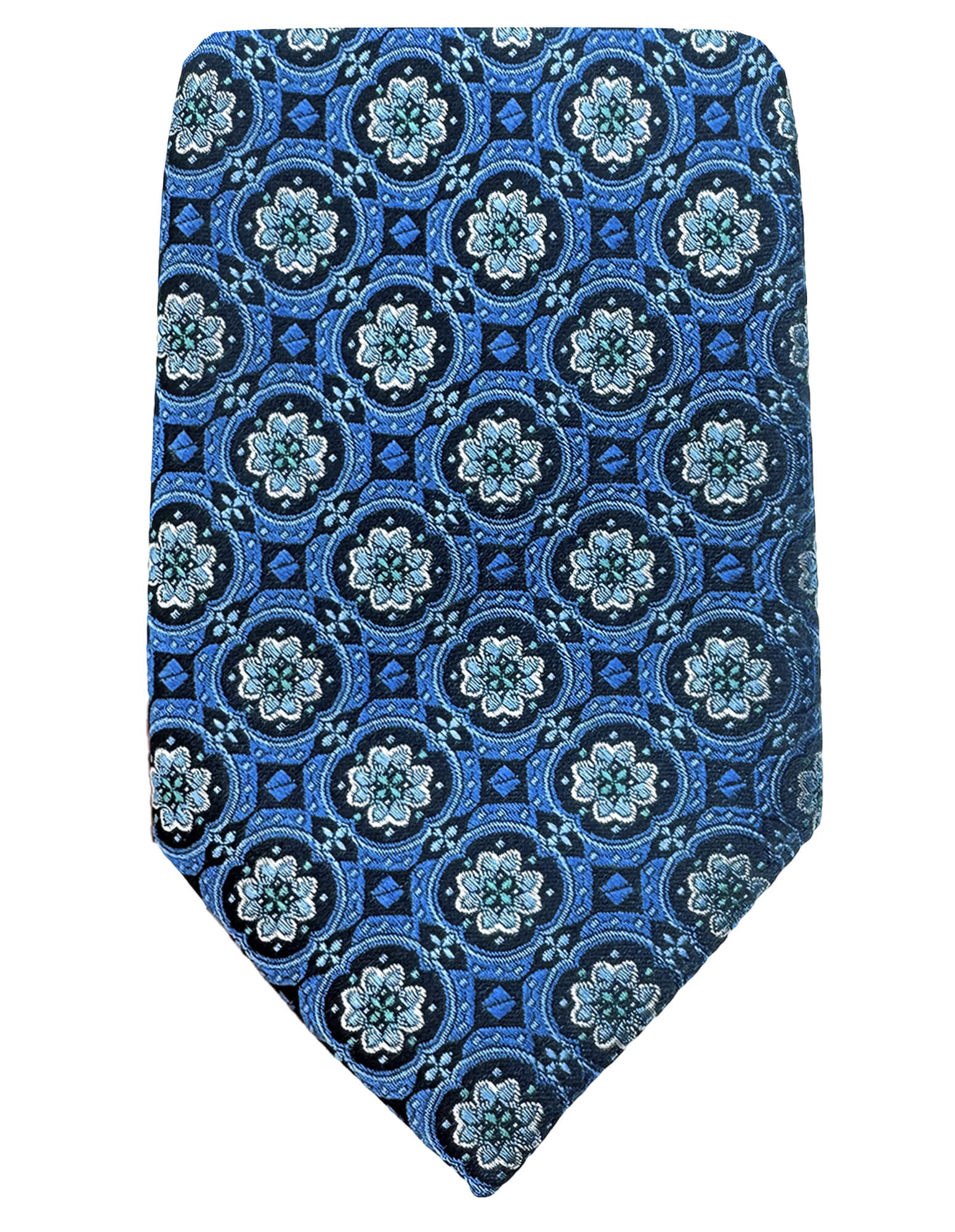 DÉCLIC Owen Blue Patterned Necktie for Men - Stylish Silk Tie for Business, Weddings & Formal Occasions