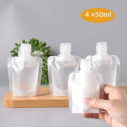 Travel Liquid Bag - Foldable Soft Makeup Bag for Toiletries, Portable & Disposable Transparent Bottles (50ML) for Facial Cleanser, Shampoo, Shower Gel Samples | Perfect for Air Travel, Gym & Weekend Getaways