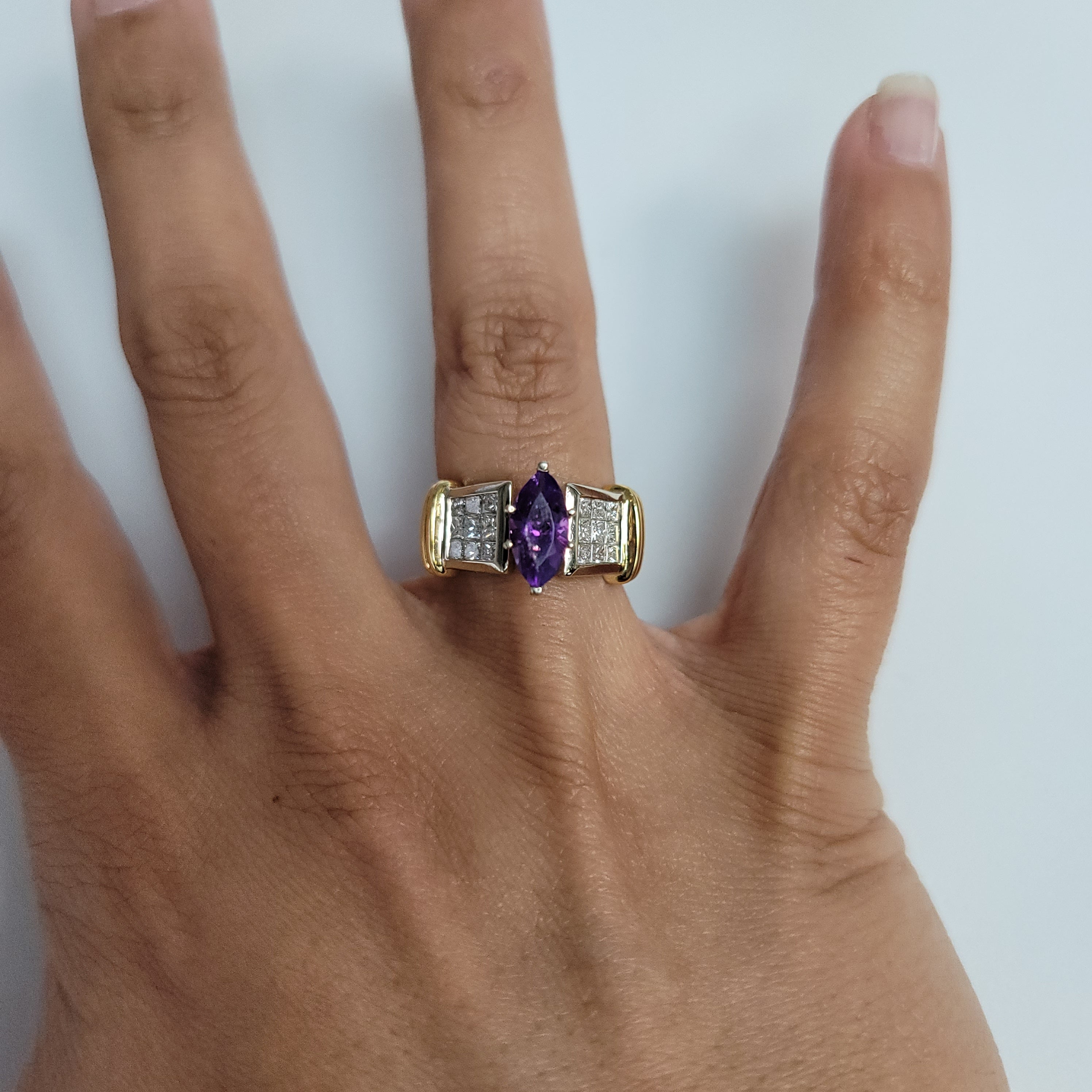 Exquisite Marquise Amethyst & Diamond Accented Engagement Ring for Women - Perfect for Proposals, Anniversaries & Romantic Occasions