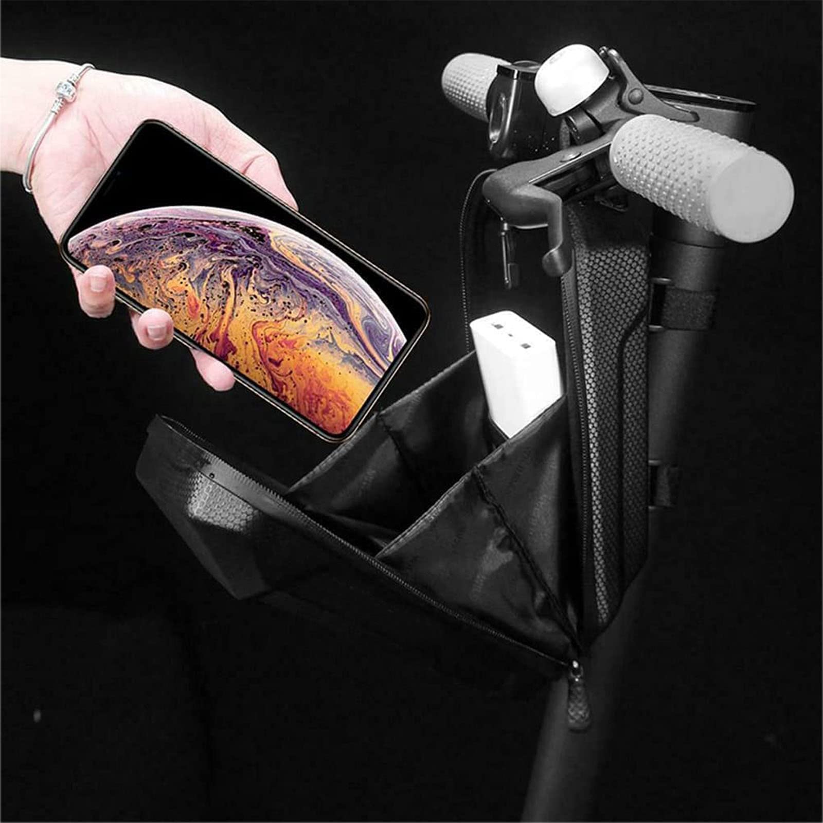 **Universal Waterproof EVA Hard Shell Handlebar Bag - Reflective Scooter & Bike Storage Bag for Electric Scooters, Bicycles, Skateboards - Perfect for Commuting, Outdoor Adventures & Urban Travel**