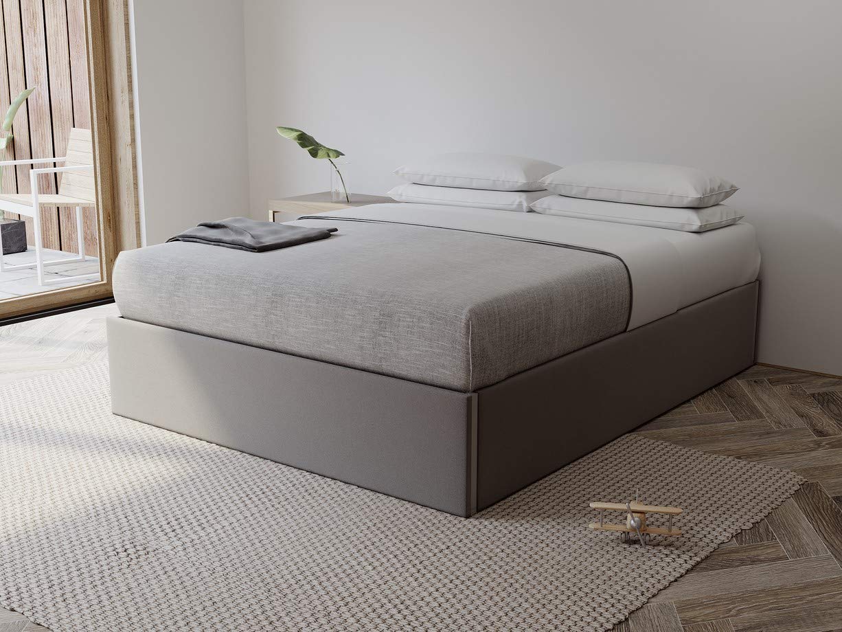 VANT Upholstered Platform Bed Frame - Queen Size Velvet Gothic Grey - No Box Spring Needed with Sturdy Foundation - Modern Bedroom Furniture for Adults - Perfect for Master Bedrooms, Guest Rooms & Apartments