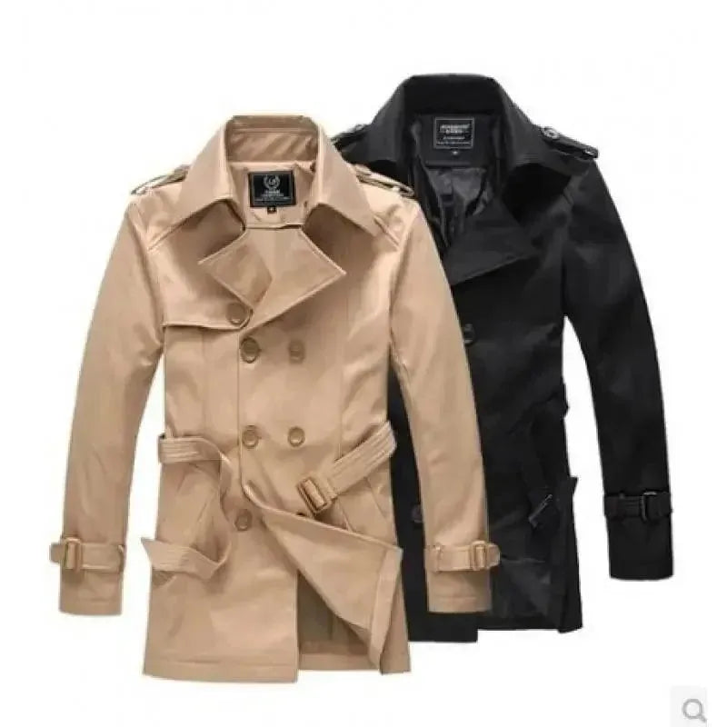 Slim Fit Double Breasted Men's Trench Coat - Waterproof Long Coat for Business & Formal Wear | Perfect for Office, Wedding & Winter Fashion