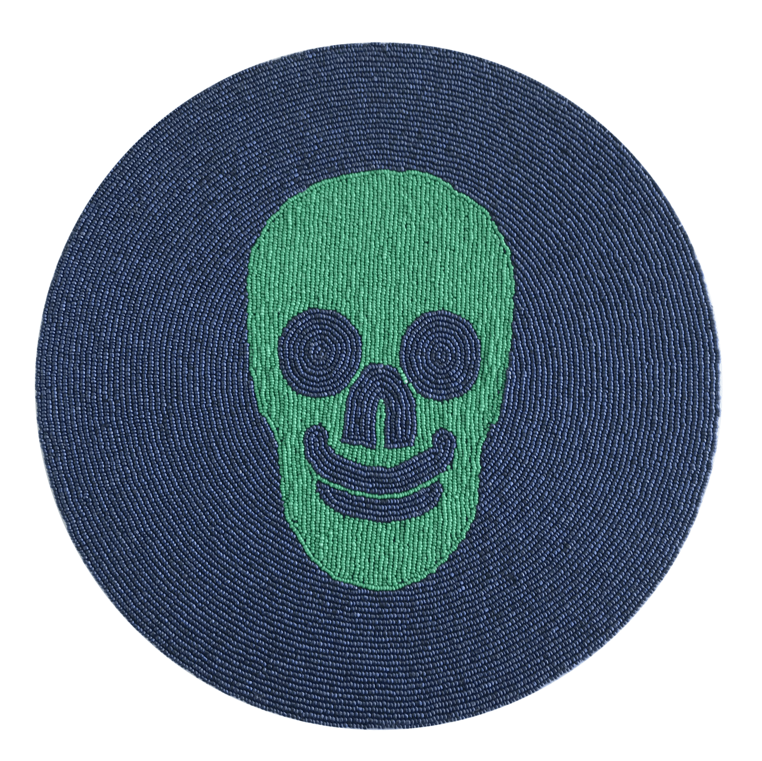 Skull Beaded Placemat - Green Bohemian Table Decor for Halloween, Gothic Dinner Parties & Home Decor | Waterproof & Heat-Resistant Coasters for Dining Table, Bar, Coffee Table