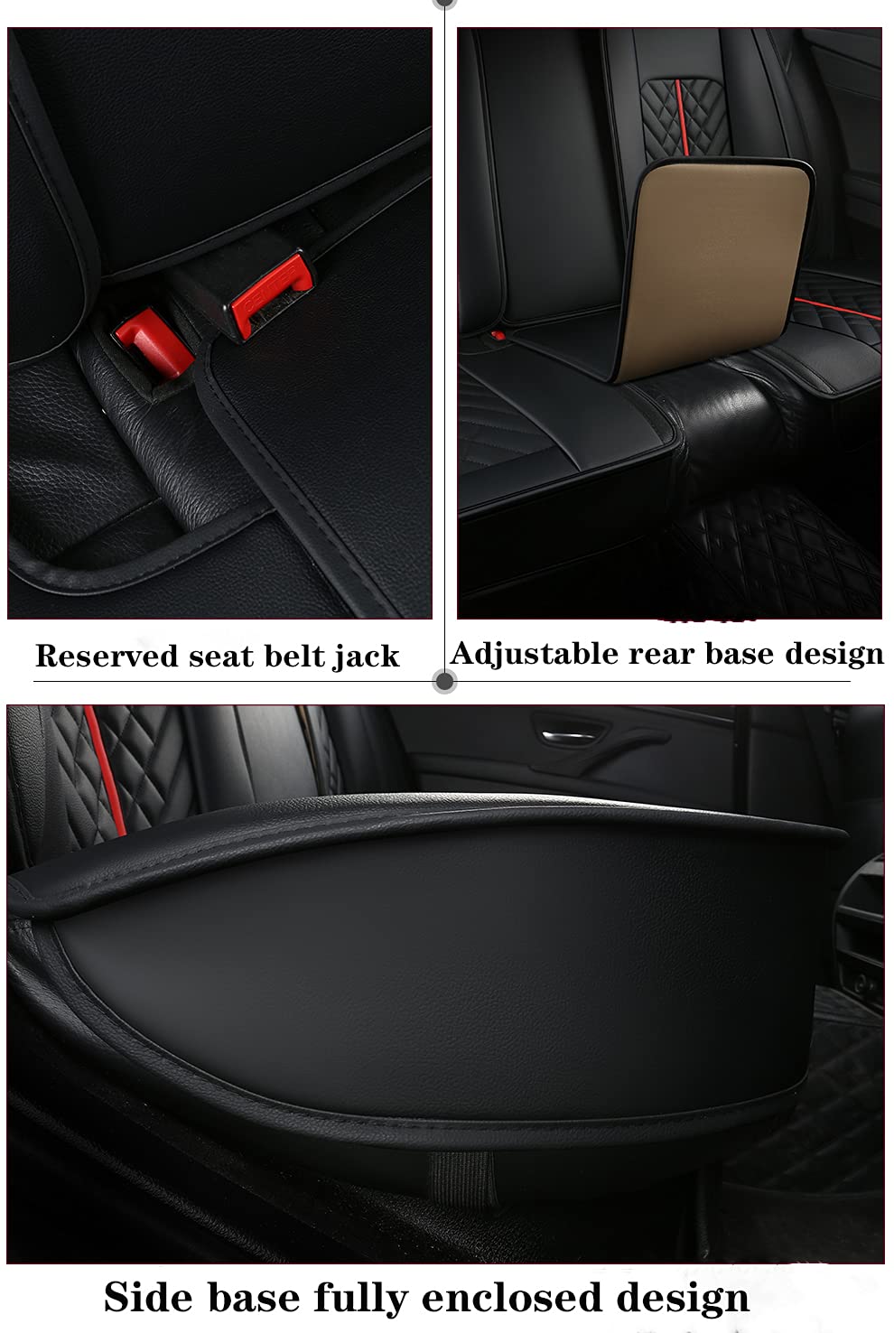 Premium Cartoon Cat PU Leather Car Seat Covers - Universal Fit for Sedan & SUV (5-Seat Full Set) - Waterproof & Anti-Slip Front/Rear Seat Protectors (Black-Pink) - Perfect for Pet Lovers, Family Road Trips & Daily Commute