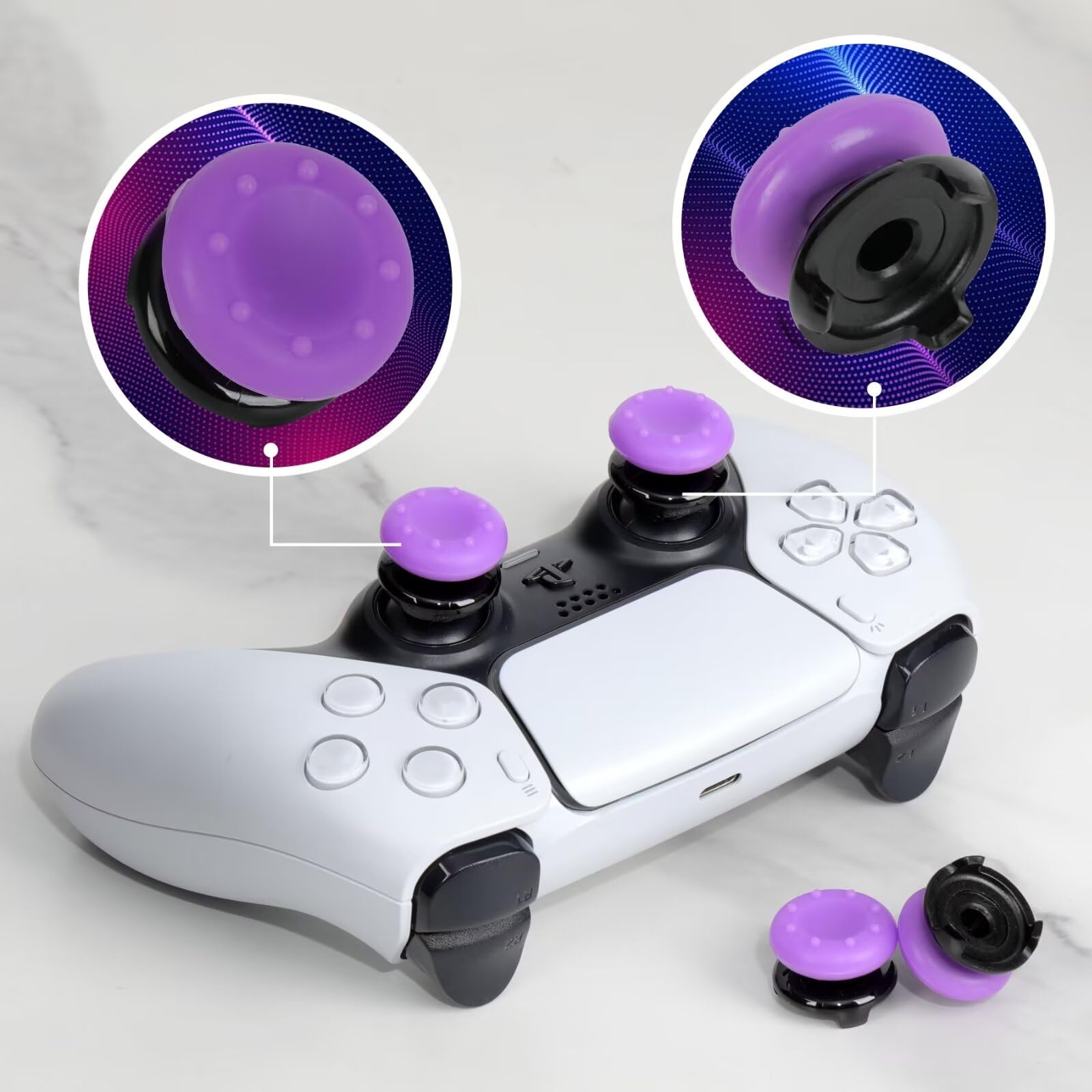 Premium PS4 Controller Grips & Thumbstick Caps Set - 2 Pairs Joystick Grips & 32 Thumb Caps for Enhanced Gaming Performance - Perfect for FPS, Racing & Long Gaming Sessions