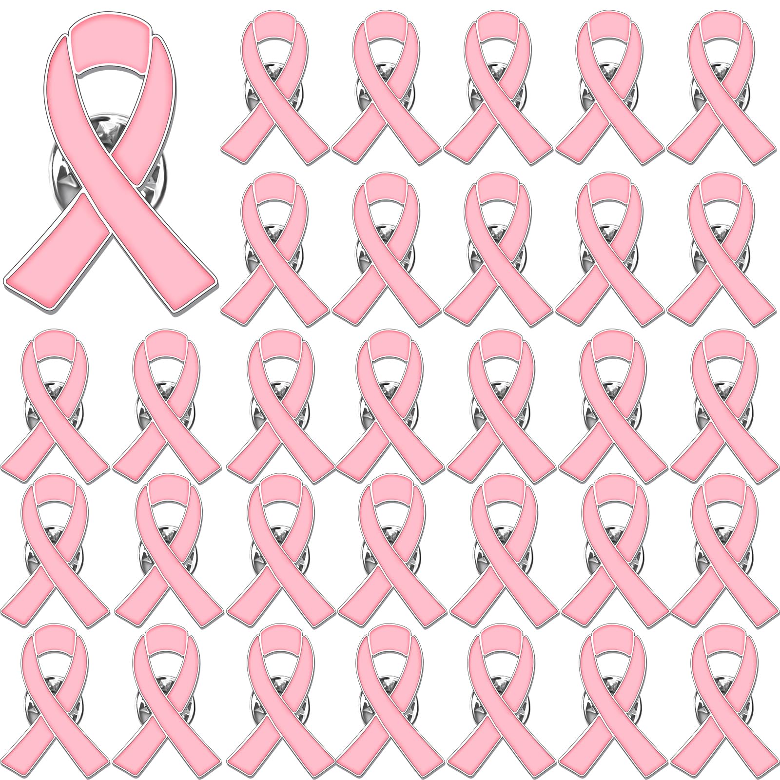 36 PCS Large Pink Ribbon Enamel Brooches - Breast Cancer Awareness Lapel Pins for Women & Girls - Hope Love Support Pins for Survivors - Perfect for Charity Events, Fundraisers, and Awareness Campaigns