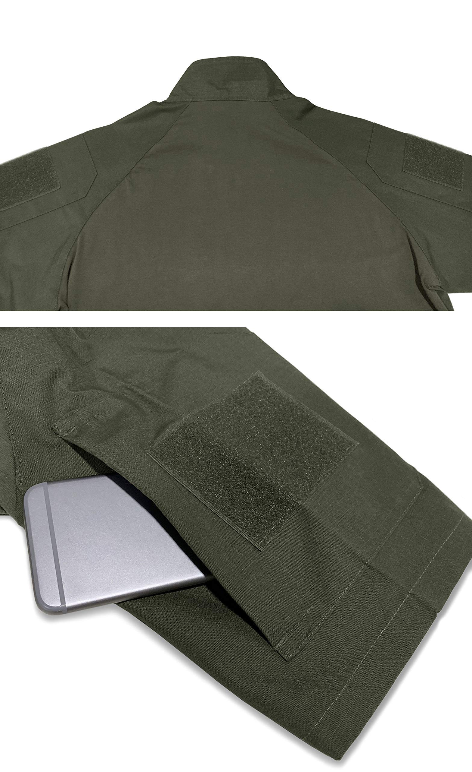 Lilychan Men's Tactical Short Sleeve Shirt - Military Combat Outdoor Shirt with Zipper Pocket | Perfect for Hiking, Camping & Airsoft Activities