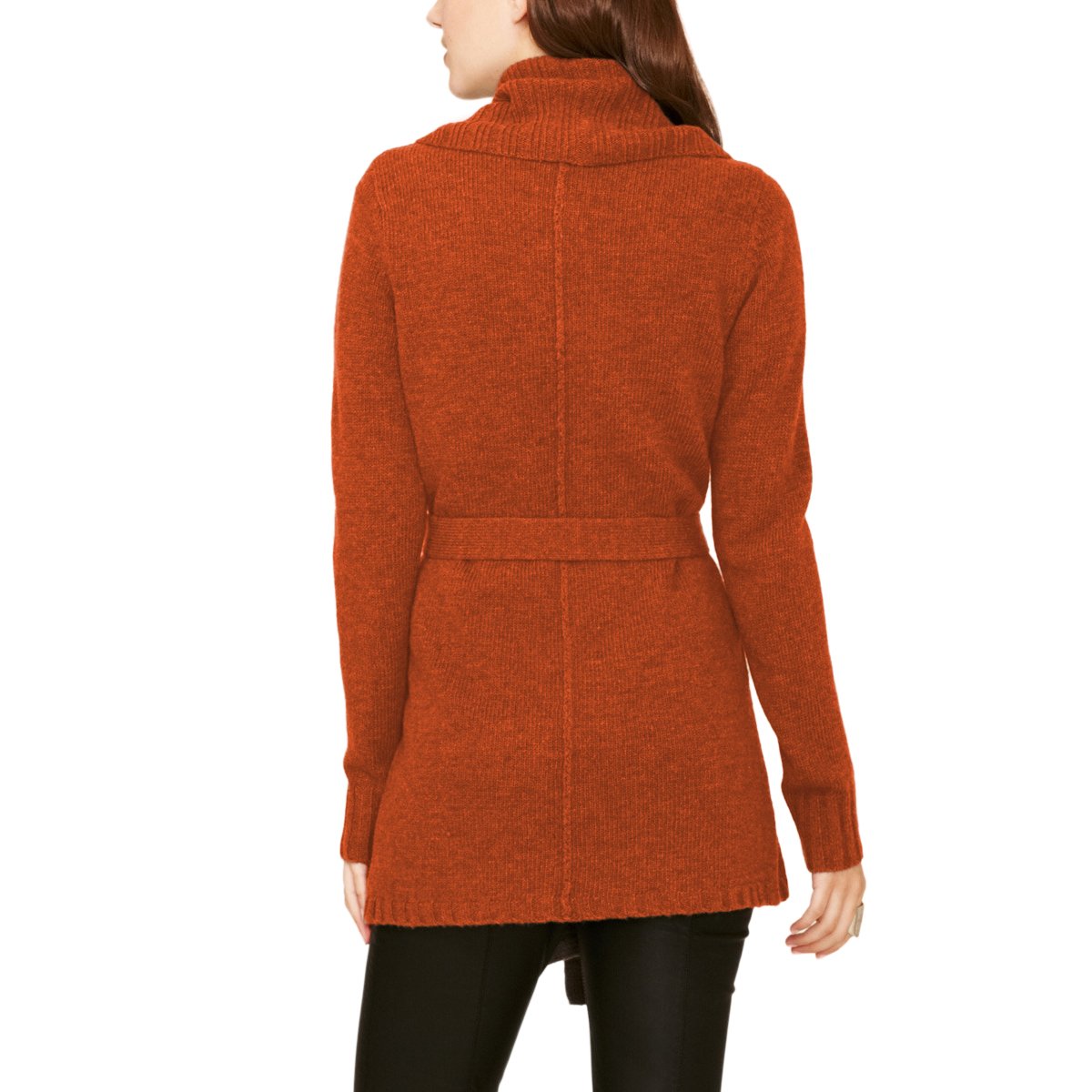 Parisbonbon Women's 100% Cashmere Long Sleeve Cardigan Sweater - Soft & Warm Winter Knitwear, Orange, Size XL - Perfect for Office, Travel & Casual Outfits