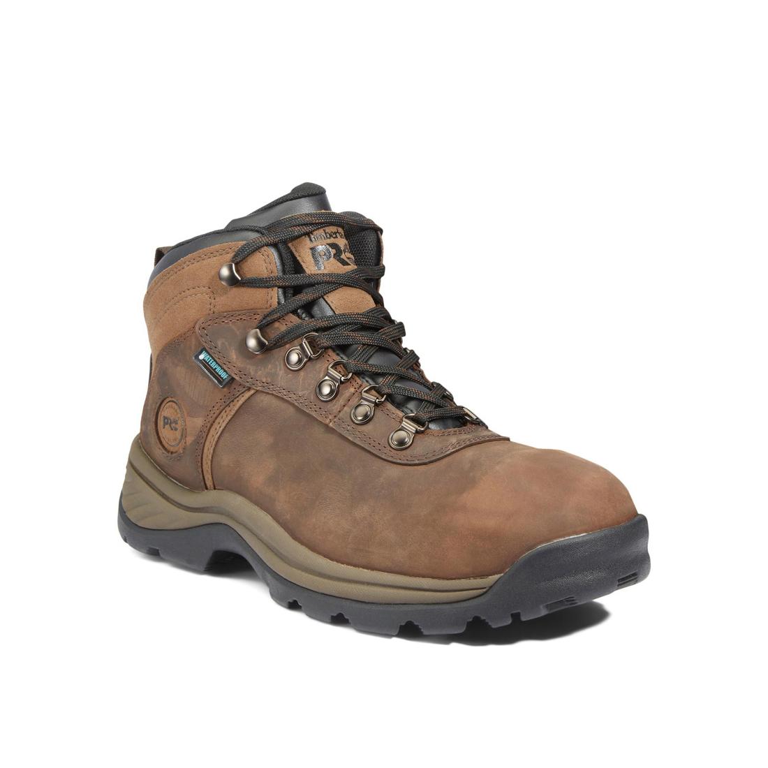 Flume Steel Toe Waterproof Hiking Work Boots for Men - Brown Leather Safety Shoes for Construction, Outdoor & Heavy Duty Work