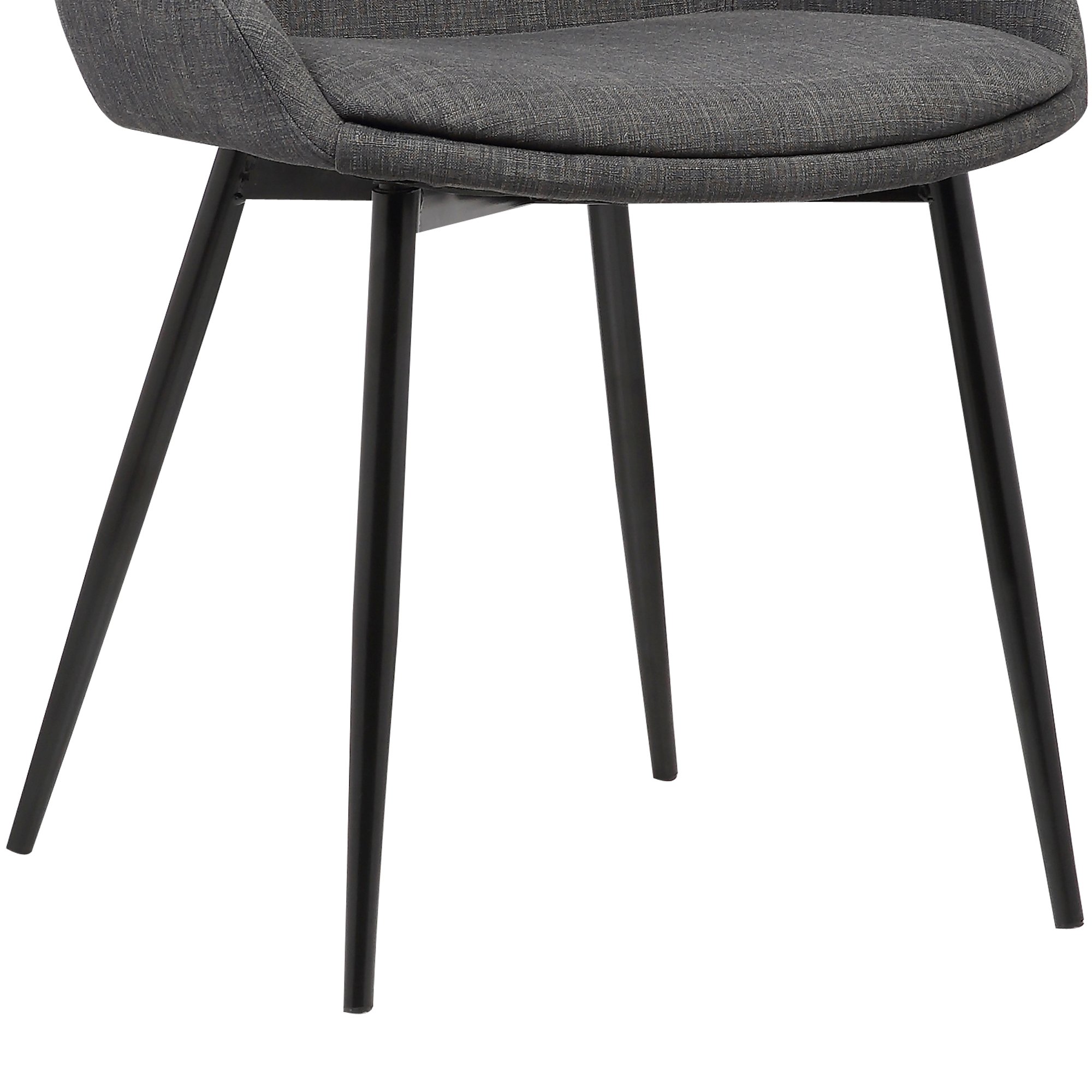 Armen Living Mia Mid Century Modern Dining Chair - Charcoal Fabric & Black Metal - Perfect for Kitchen, Dining Room, Office Desk & Vanity | Stylish Accent Side Chair for Home Decor