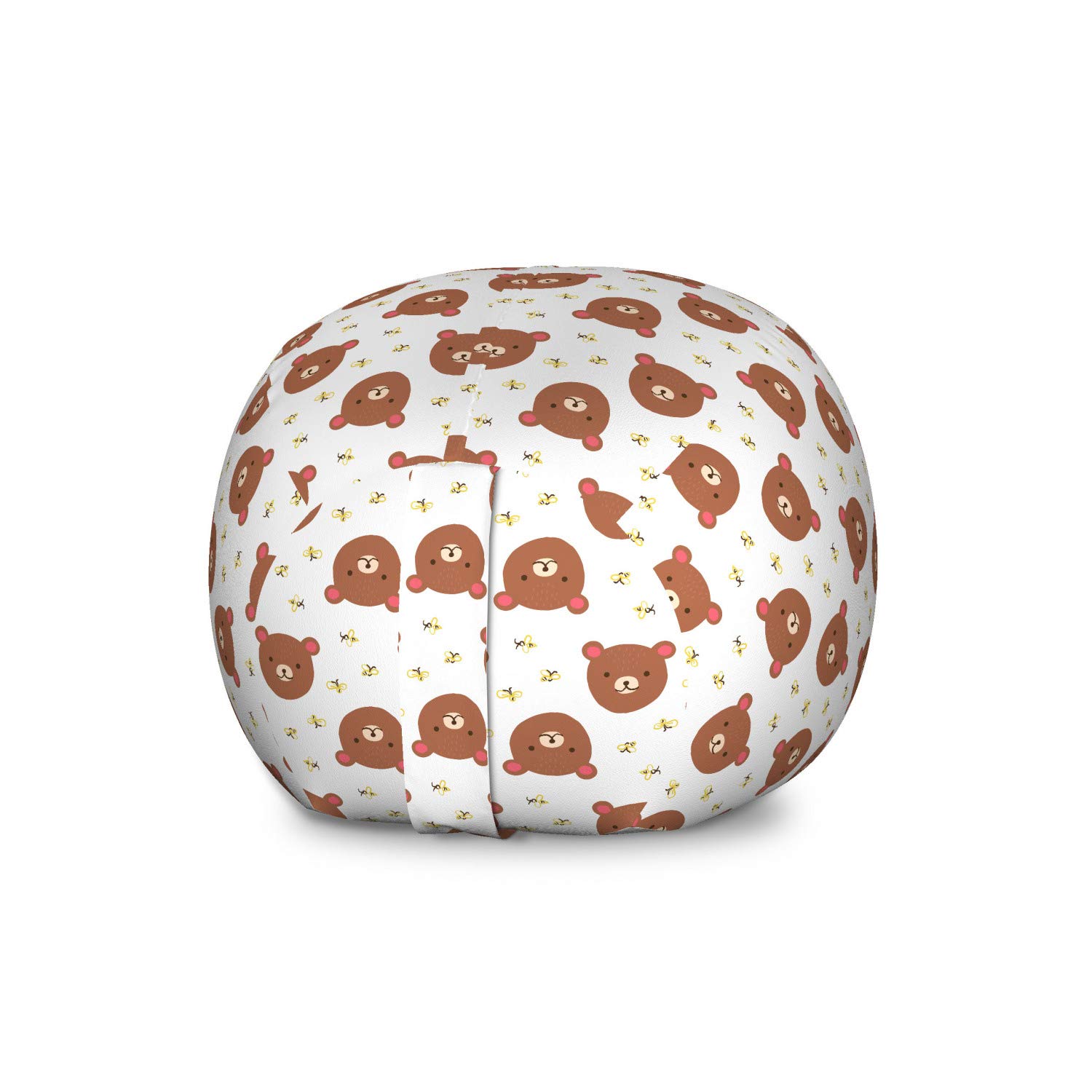 Ambesonne Animal Toy Storage Bag Chair - Large Washable Stuffed Organizer with Bear and Bee Cartoon Design | Kids Room Decor, Playroom Storage, Nursery Organization