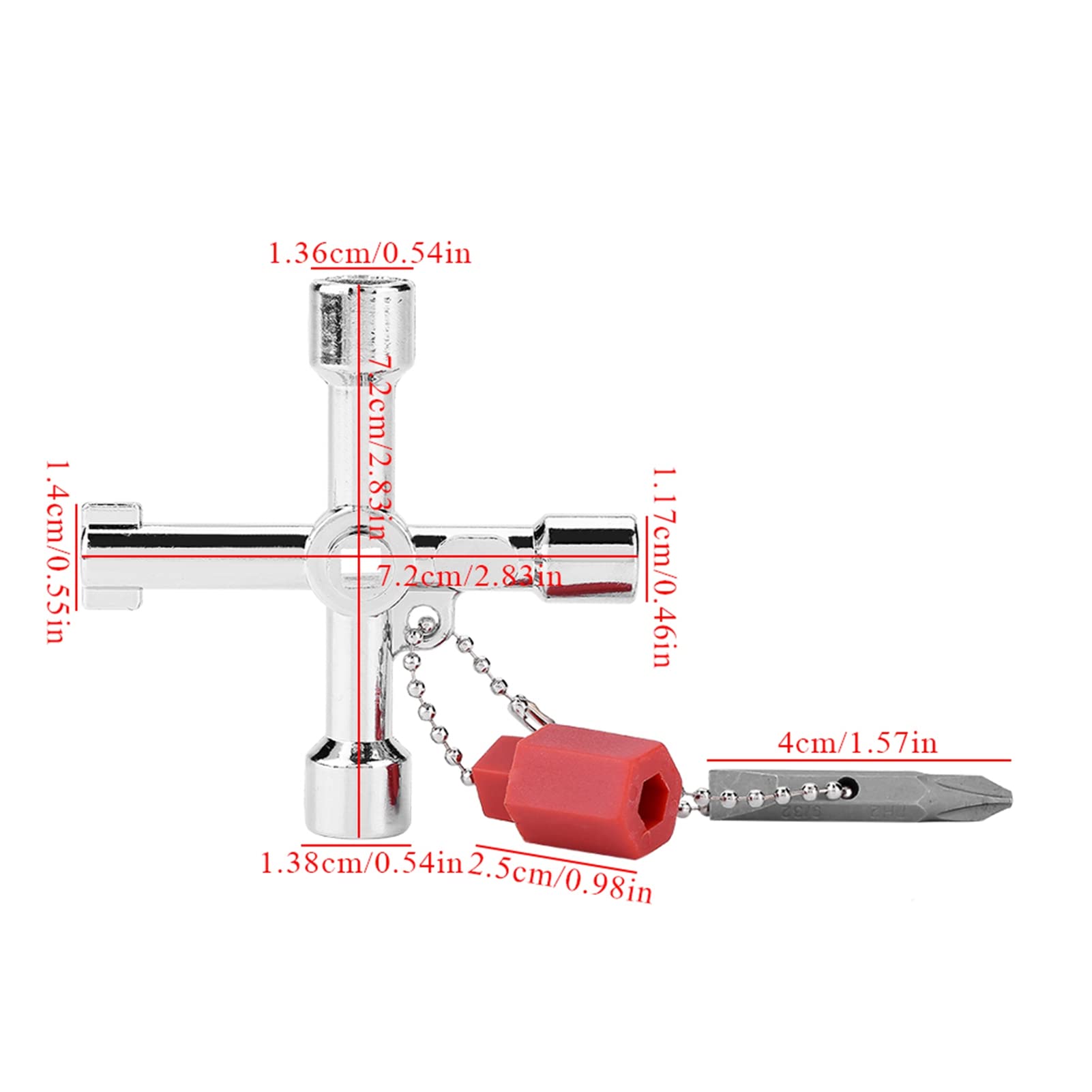 4 in 1 Universal Multi-Tool Key Set - Zinc Alloy Cross Opening Key with Bit for Plumbers, Electricians & Technicians - Perfect for Train, Electrical, Elevator, Cabinet & Valve Maintenance (Home & Industrial Use)