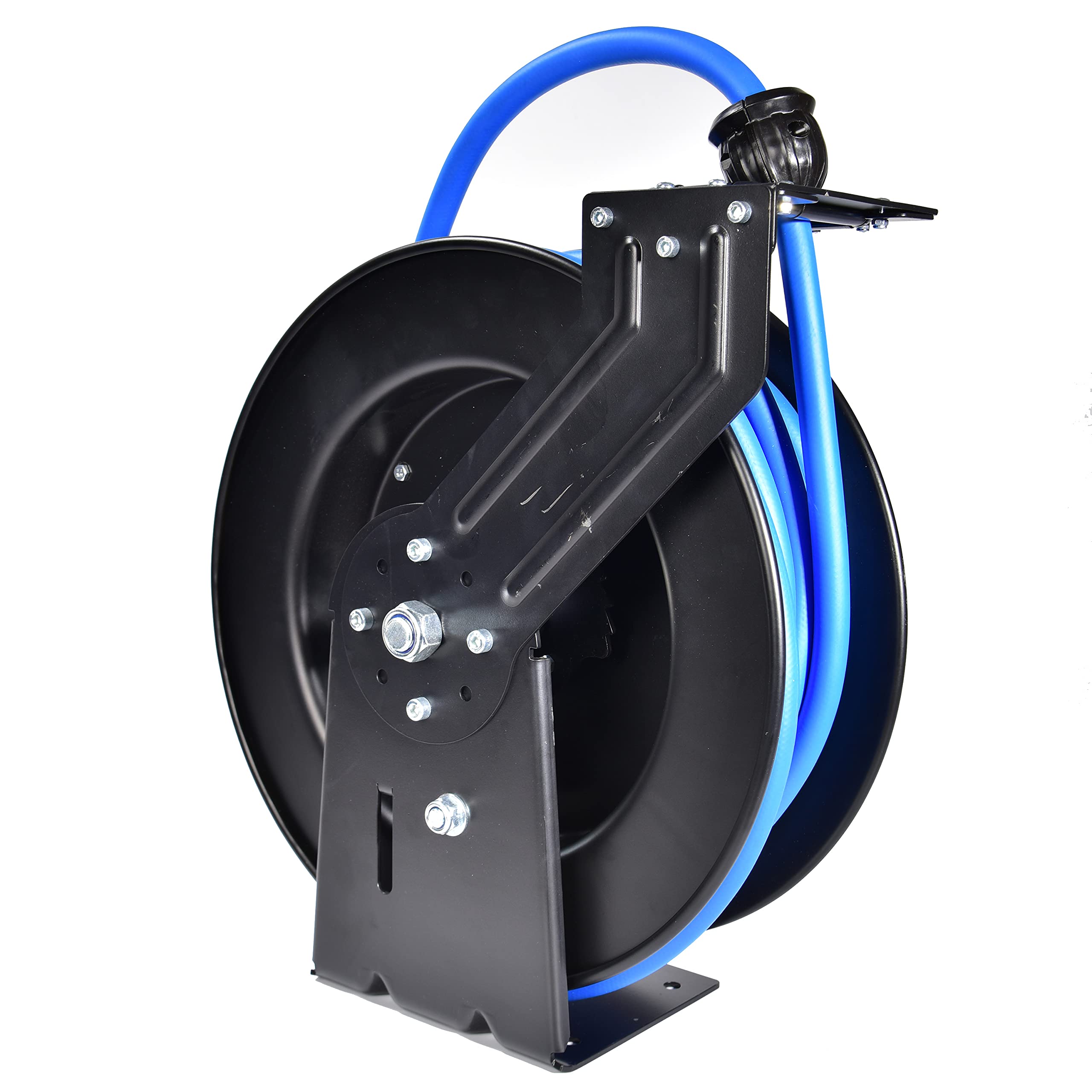 PONO Retractable Air Hose Reel 1/2 Inch x 50 Feet - Heavy Duty Steel Auto Rewind Pneumatic Hose Reel with Industrial Grade Rubber Hose - Wall Mount for Garage, Workshop & Industrial Use - Model PN040