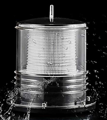 Waterproof Solar Dock Light - 360° LED Warning Light with Constant/Flashing Modes - Cool White Solar Powered Marine Lighting for Boat Docks, Piers & Waterfront Safety