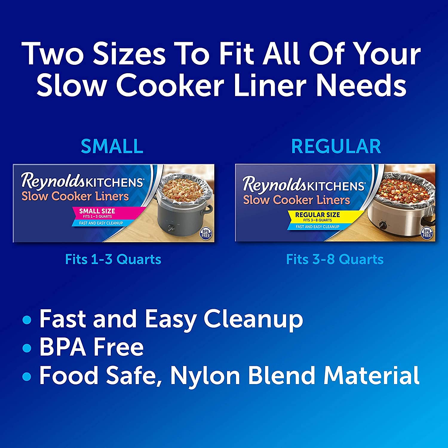 Reynolds Kitchens Slow Cooker Liners - 20 Pack (Fits 3-8 Quart Crock Pots) | Disposable Cooking Bags for Easy Cleanup | Perfect for Stews, Soups & Potlucks