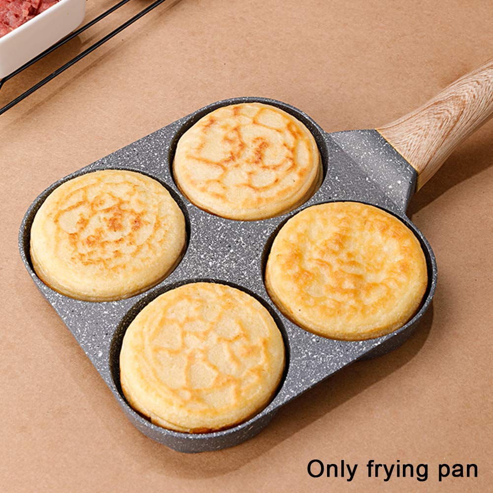 Nonstick 4-Hole Egg Frying Pan - Omelet, Pancake & Muffin Cookware for Gas Stove - Perfect for Poached Eggs, Breakfast Cooking & Baking at Home