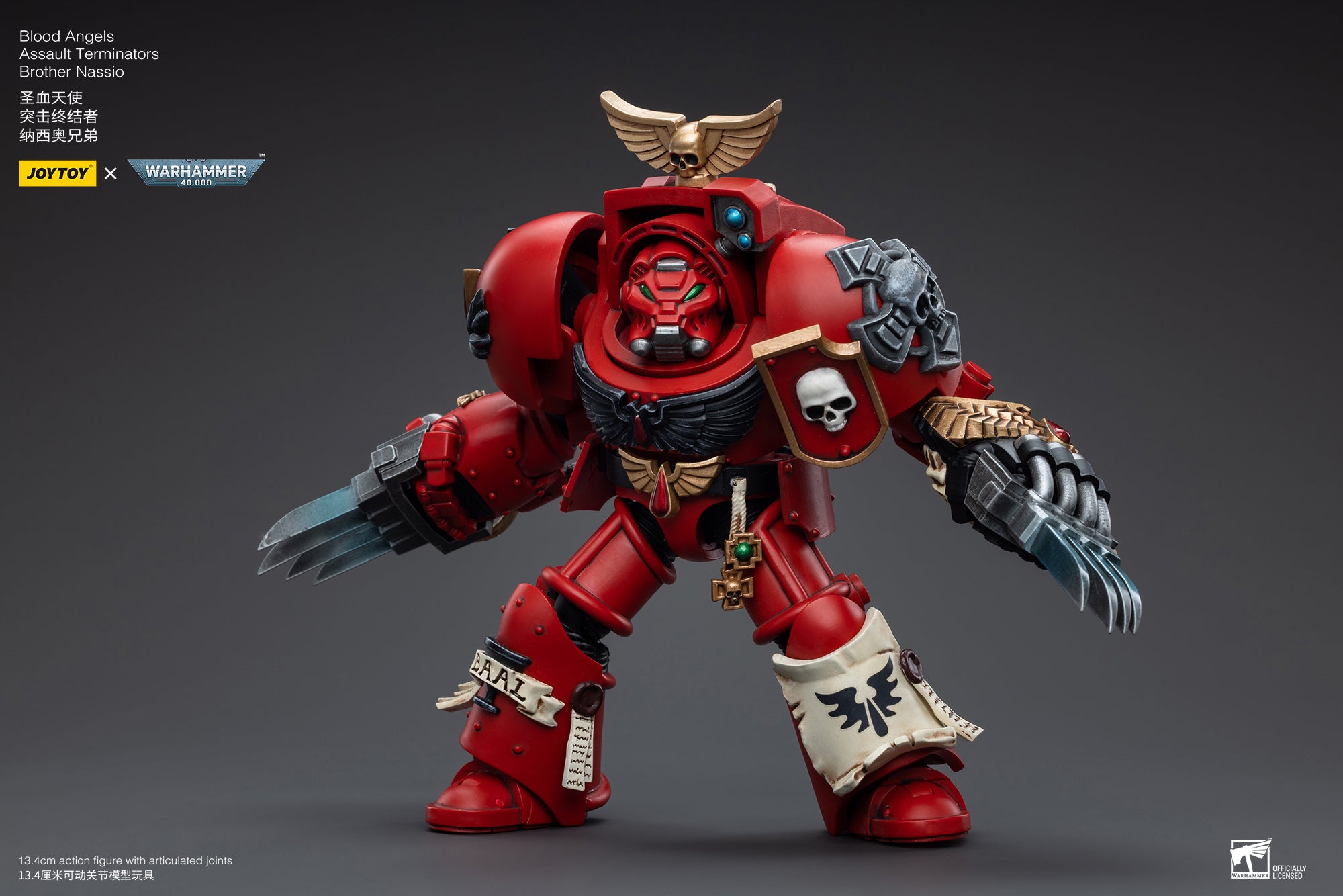 JOYTOY 1/18 Scale Warhammer 40K Blood Angels Assault Terminators Brother Nassio Action Figure - Collectible Miniature for Warhammer Fans, Tabletop Gaming & Display