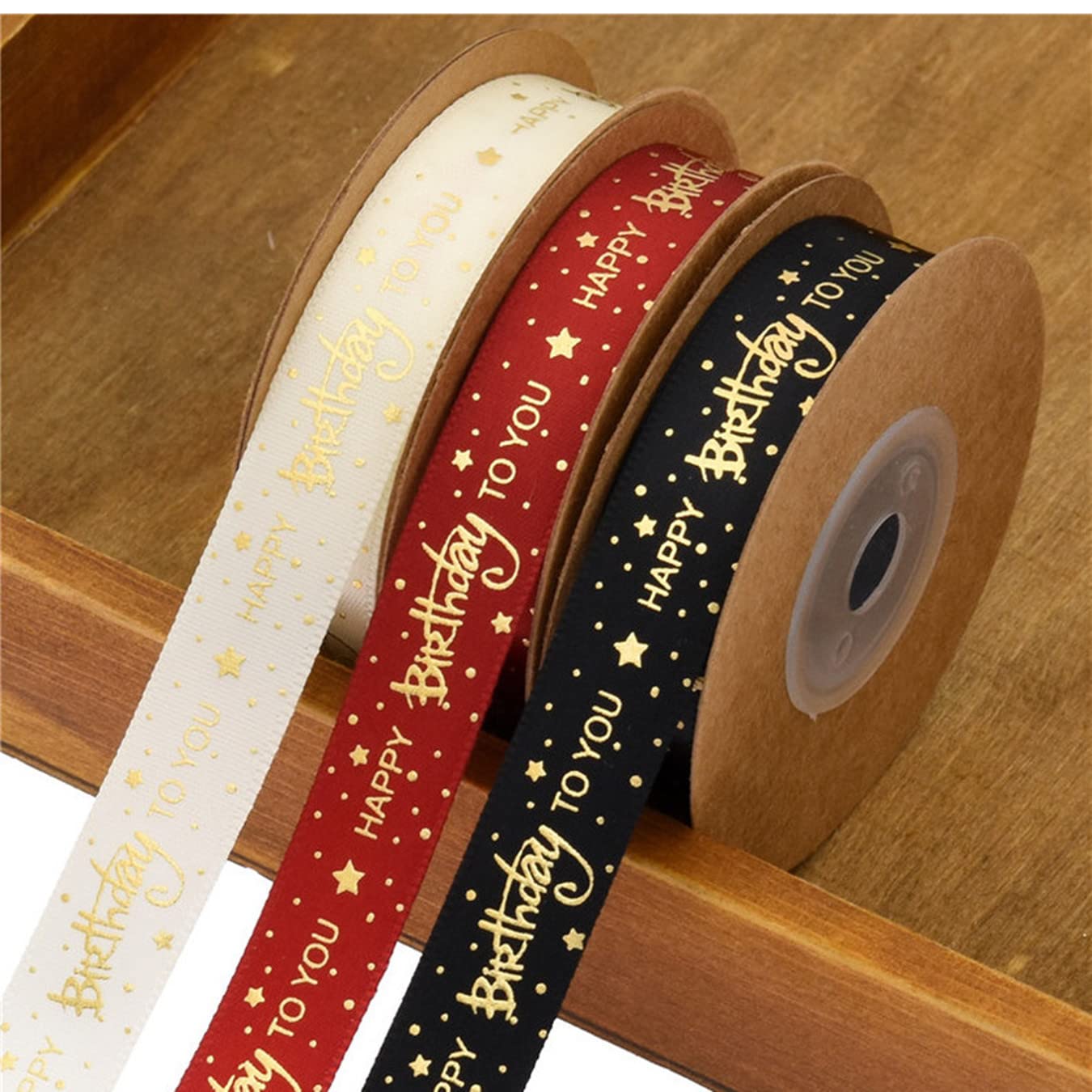 20 Yards Happy Birthday Printed Ribbon - Premium Polyester Decorative Ribbon for Cake Decorating, Gift Wrapping, DIY Crafts & Party Decor | Ideal for Birthday Cakes, Presents, and Special Occasions