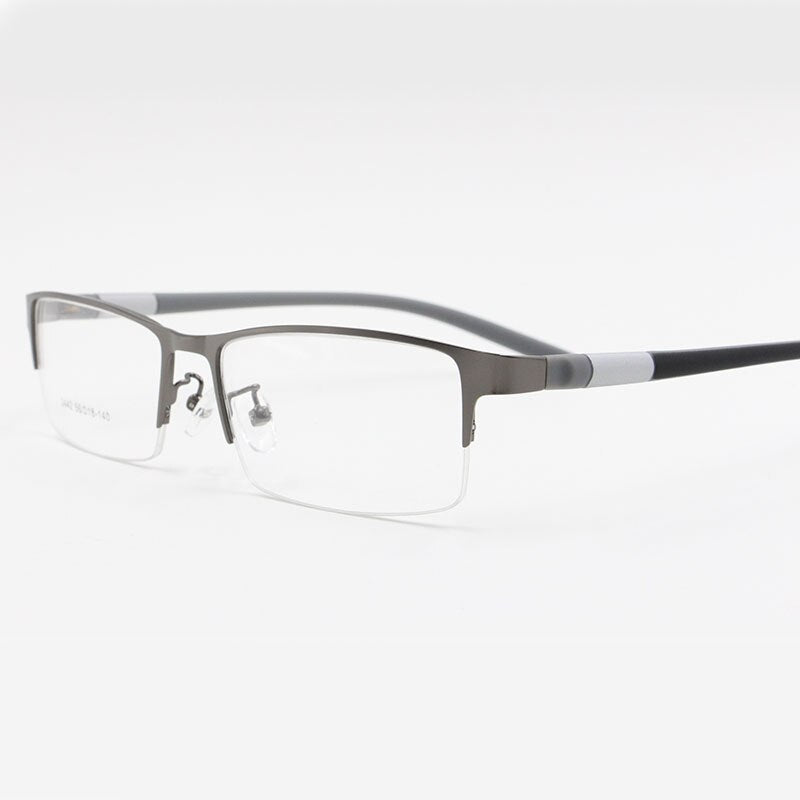 Bclear Men's Alloy Square Semi-Rimless Eyeglasses B2442 - Stylish Lightweight Metal Frame Glasses for Work, Reading & Everyday Wear