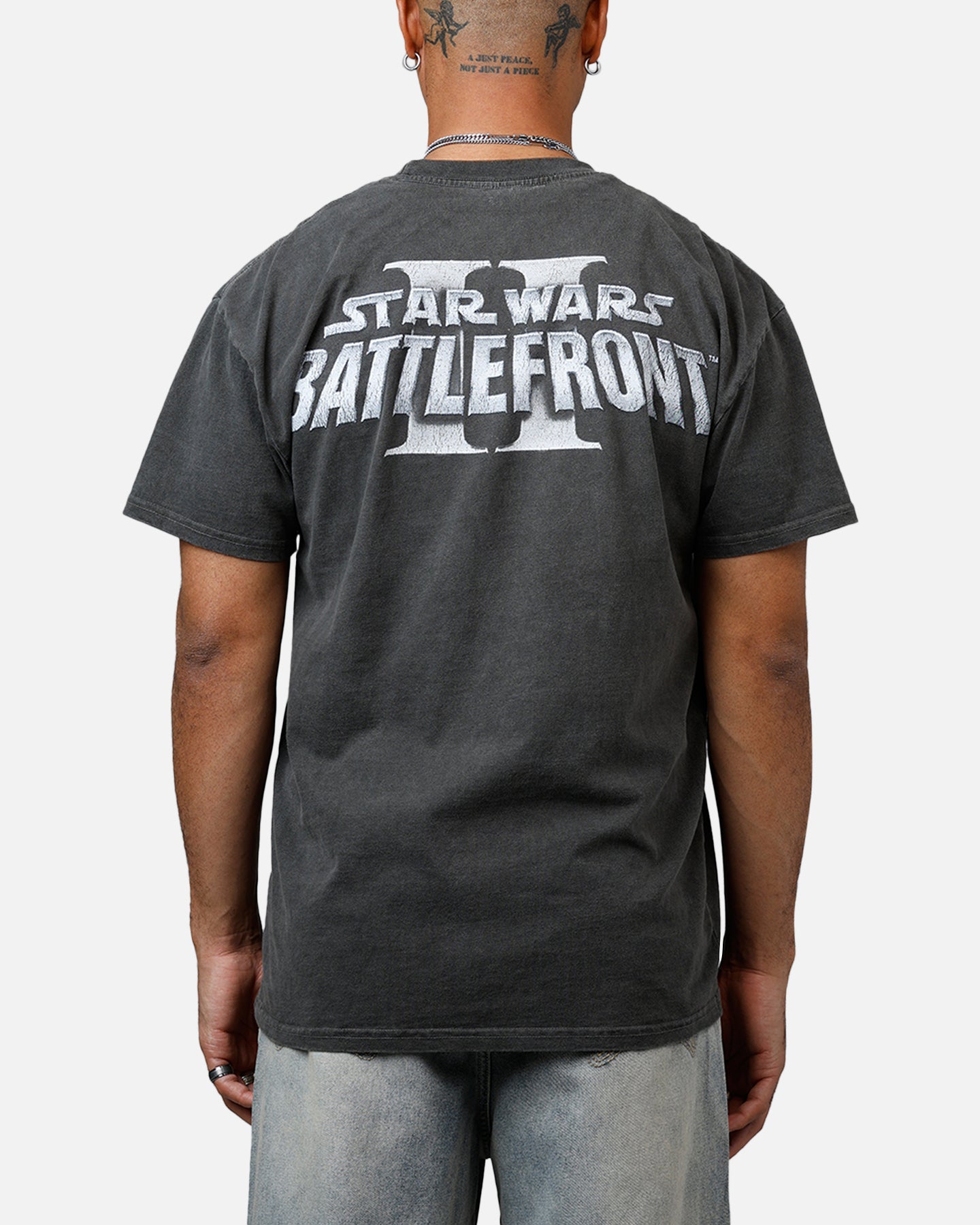 Star Wars Battlefront 2 Heavyweight Cotton T-Shirt | Officially Licensed Graphic Tee | Men's Black Washed Vintage Style Shirt | Perfect for Cosplay, Gaming Events & Casual Wear