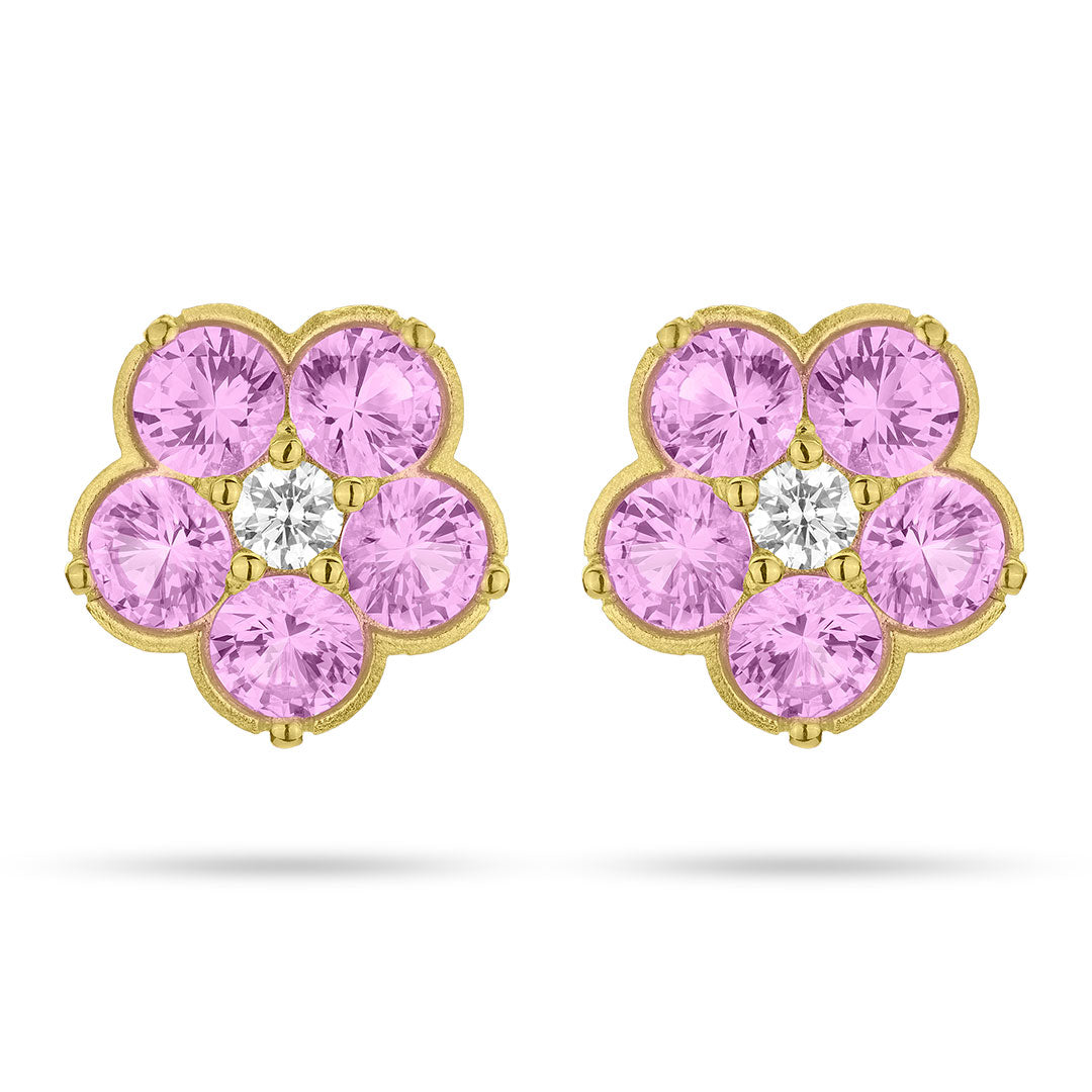 Paul Morelli Pink Sapphire Wild Child Stud Earrings | 14K Gold Earrings for Women | Elegant Gift for Birthday, Anniversary & Special Occasions