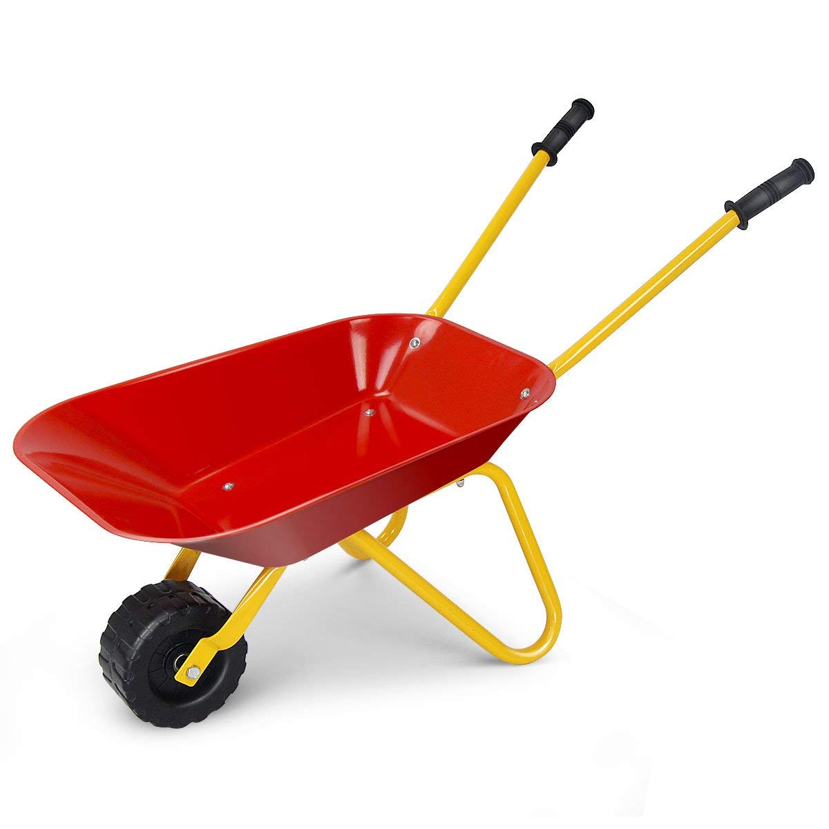 Nightcore Kids Metal Wheelbarrow - Durable Steel Construction Toy Cart for Toddlers, Red Yard Rover with Steel Tray - Perfect for Carrying Dirt, Tools & Leaves in Garden Play - Outdoor Gardening Pretend Play Toy for Children