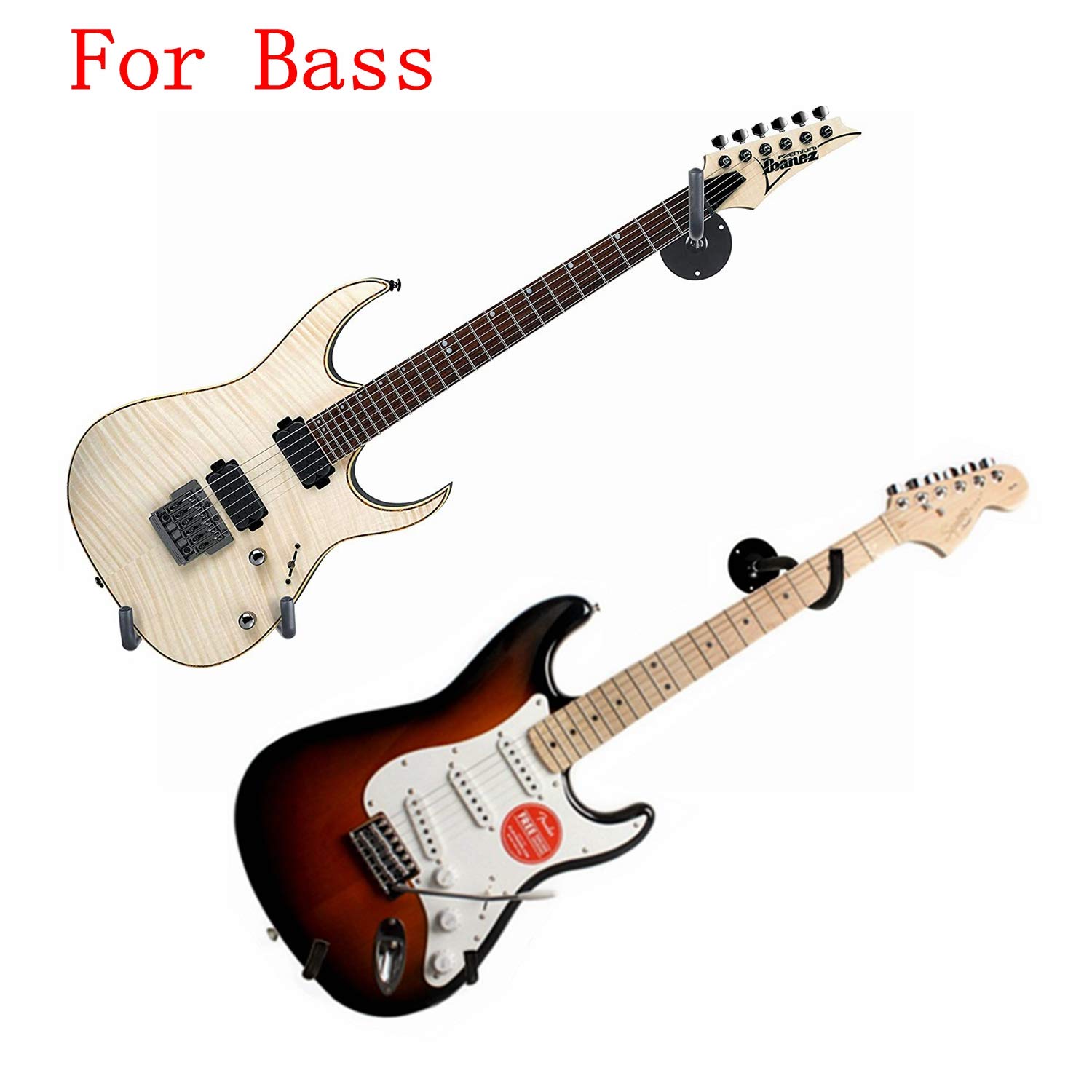 Ukulele Bass Violin Hanger Wall Mount - Horizontal Electric Guitar Holder & Bass Stand Rack Hook for Music Studio, Home Decor, and Instrument Storage
