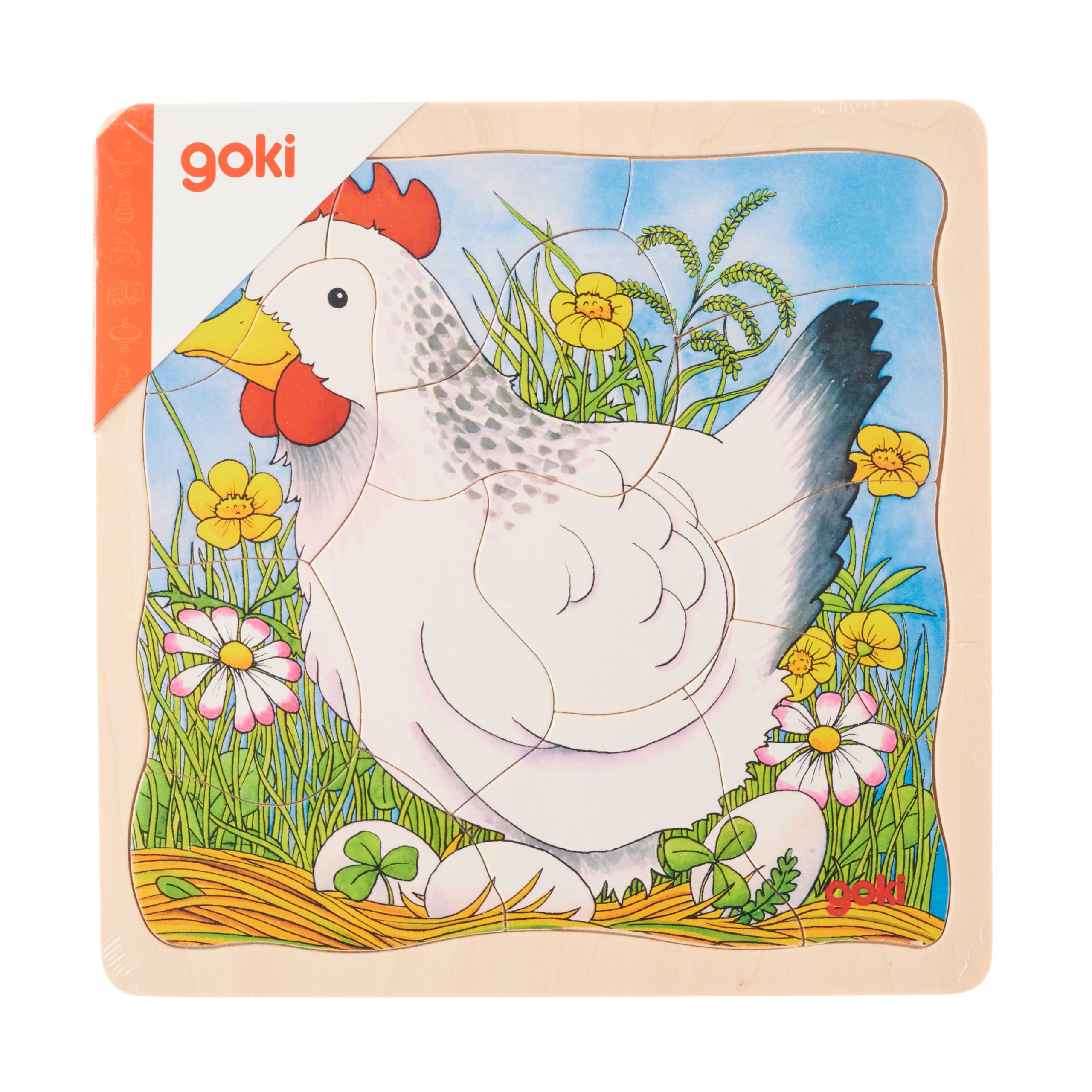 Goki 44-Piece Wooden Chicken Puzzle for Kids – Educational Stacking Toy for Toddlers & Preschoolers | Perfect for Montessori Learning & Fine Motor Skills Development