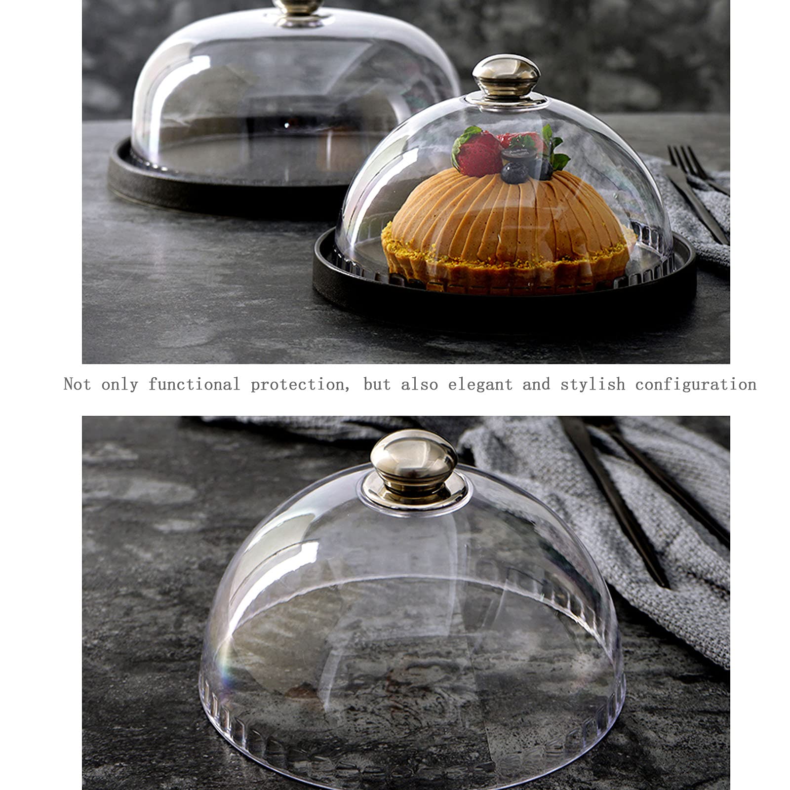 9/11-Inch Black Porcelain Cake Stand with Glass Dome Lid - Multi-Functional Serving Platter for Cupcakes, Desserts, and Party Decor - Elegant Display for Weddings, Birthdays, and Tea Parties