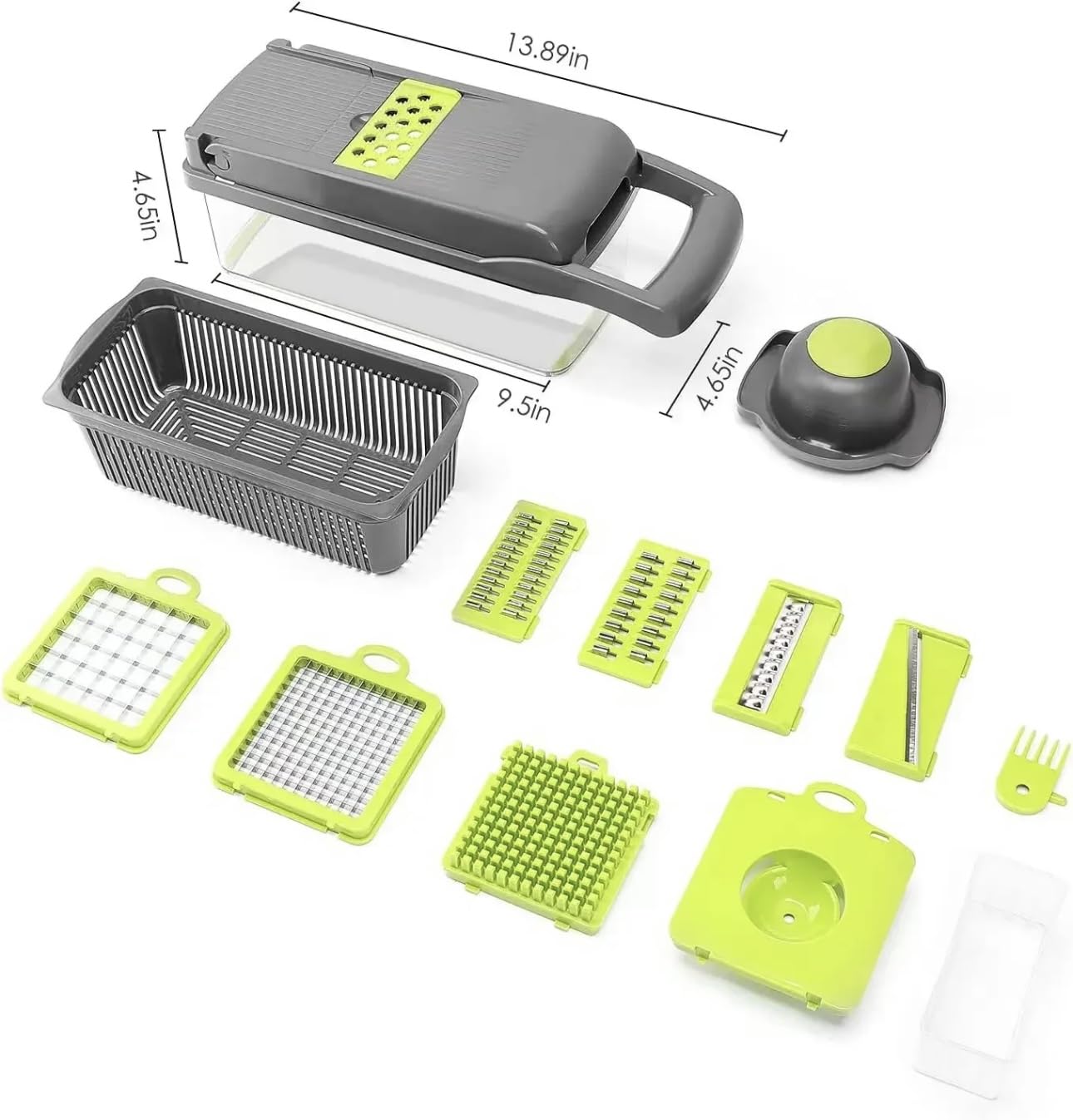 15-in-1 Multifunctional Vegetable Chopper with 8 Blades - Onion & Garlic Cutter, Slicer, Dicer & Storage Container for Easy Food Prep - Perfect for Meal Prep, Salads, Stir Fry & Home Cooking