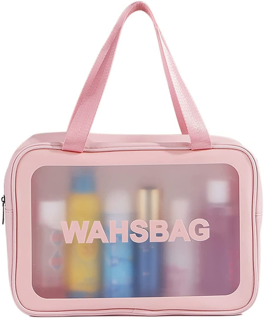 JASODANANDAN Waterproof Makeup Bag - Large Cosmetic Organizer Pouch with Zipper, Travel Toiletry Case for Women, Perfect for Travel, Gym & Daily Use (Pink)