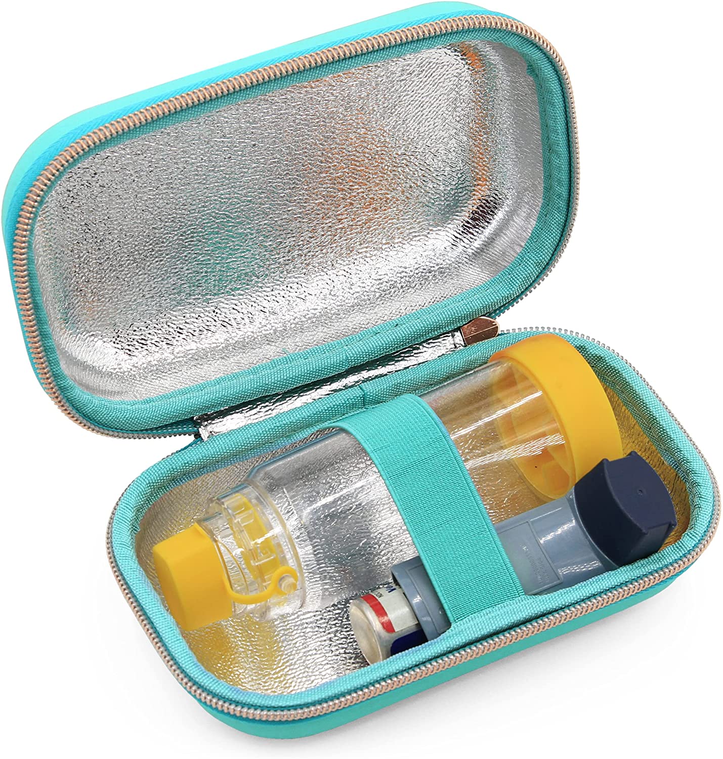 CASEMATIX Turquoise Inhaler Case - Compact Travel Organizer for Asthma & Allergy Essentials - Perfect for Airplane, Gym & Daily Use