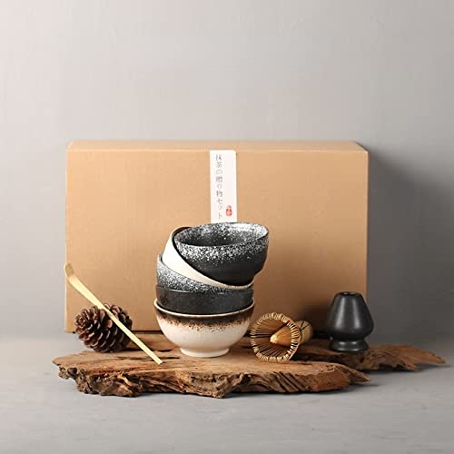 Premium Japanese Matcha Bowl Set - 5-Piece Ceramic Matcha Tea Set with Whisk, Scoop & Holder - Authentic Traditional Matcha Giftset for Tea Ceremony - Perfect for Home Tea Brewing, Zen Meditation & Japanese Cultural Gifts (Box22)
