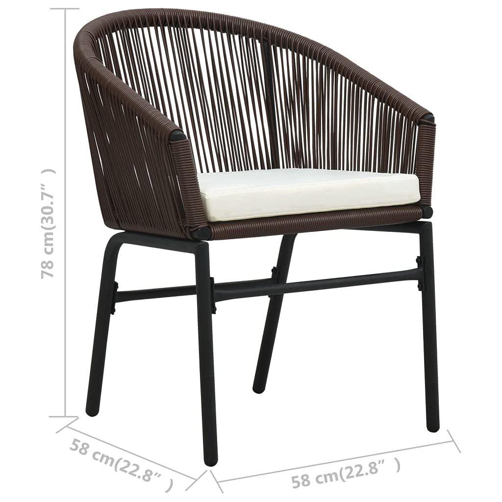 VidaXL 3-Piece Patio Bistro Set with Cushions - Brown PE Rattan Outdoor Furniture with Round Glass Tabletop - Perfect for Garden, Balcony, and Backyard Relaxation
