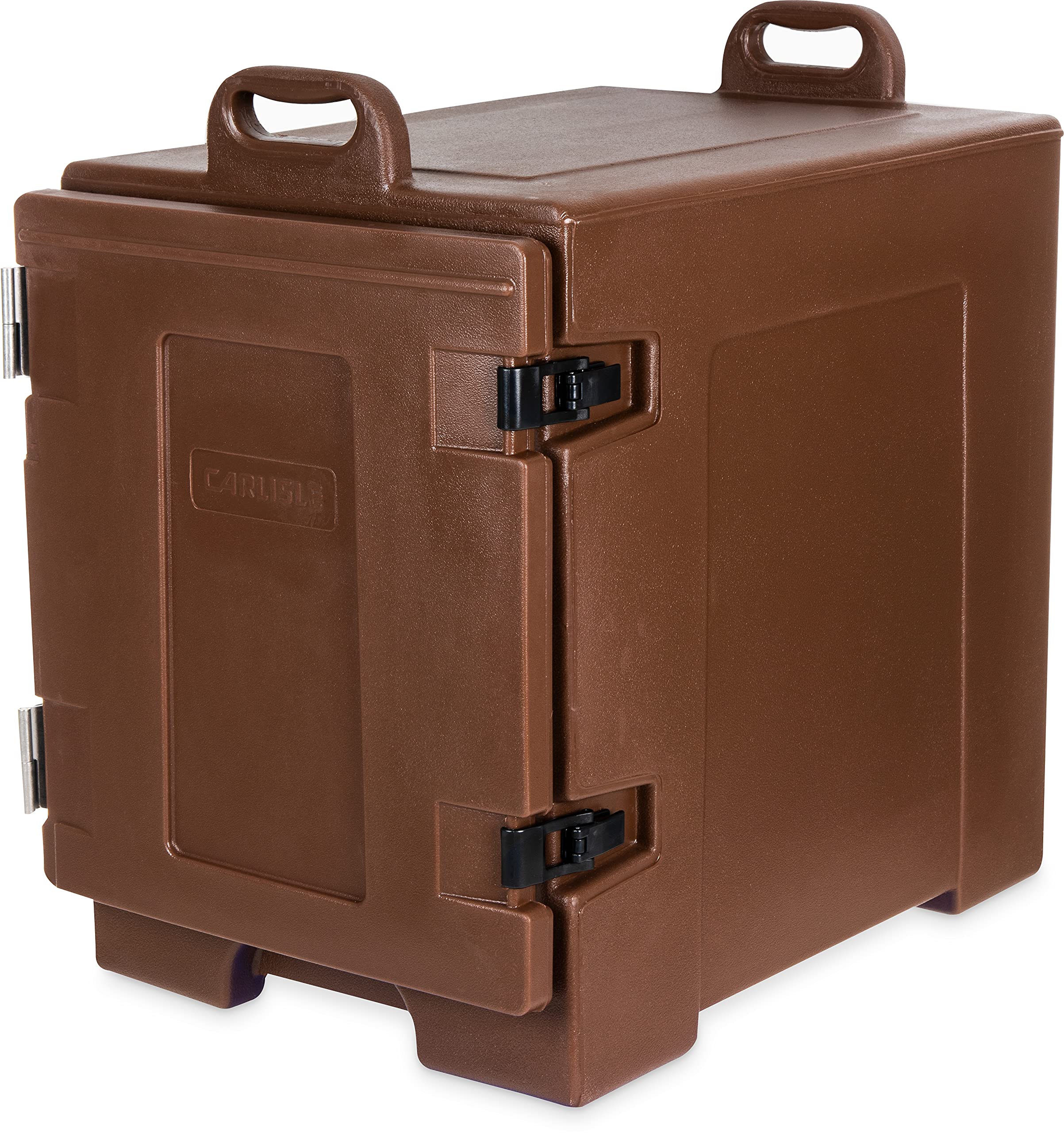Carlisle FoodService 5-Pan Insulated Front Loading Food Carrier with Handles - Brown Plastic Catering Solution for Restaurants, Events & Buffets | Perfect for Hot/Cold Food Transport & Serving