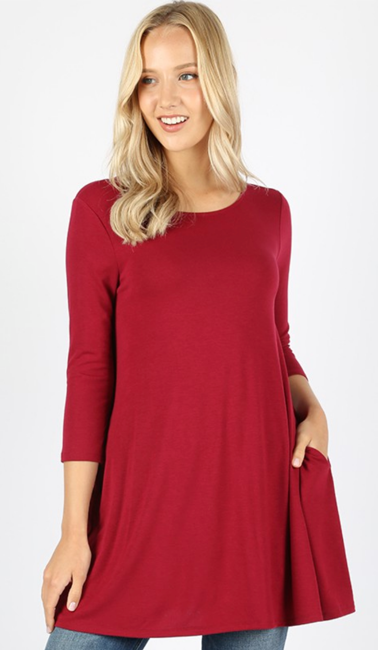 3/4 Sleeve Tops for Women with Pockets - Casual & Comfortable Shirts for Everyday Wear, Office & Outings