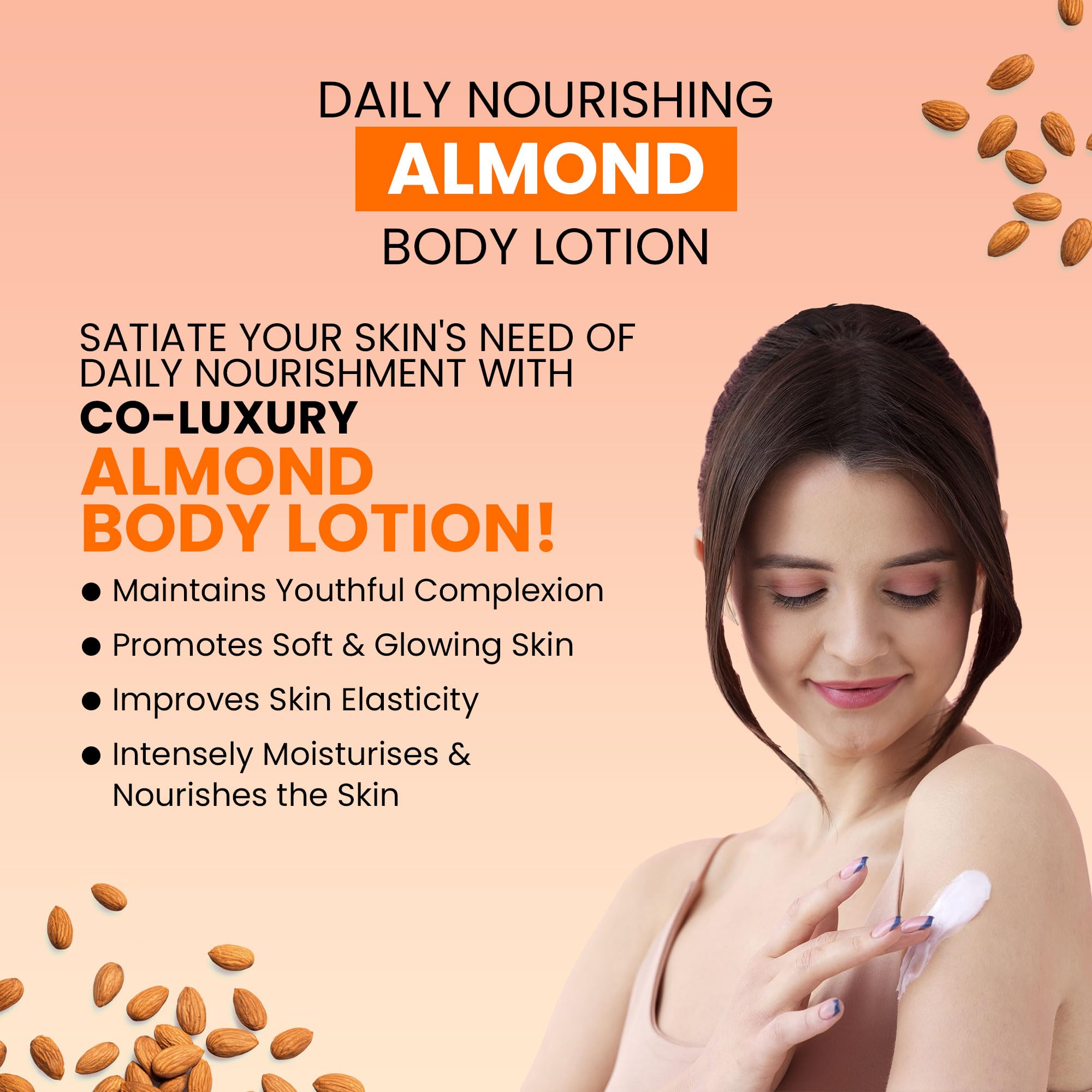 CO Beauty Deep Nourishing Almond Body Lotion - 200ml | Vitamin E Enriched Hydrating Body Cream with Avocado & Castor Oil | Non-Greasy, Paraben & SLS Free Moisturizer | Perfect for Dry Skin Care & Daily Hydration