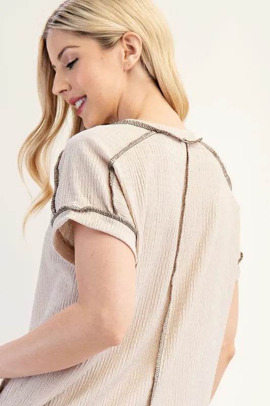 Celeste Plus Size Relaxed Fit Textured Short Sleeve Top for Women | Comfortable Casual Blouse for Everyday Wear, Office & Outings